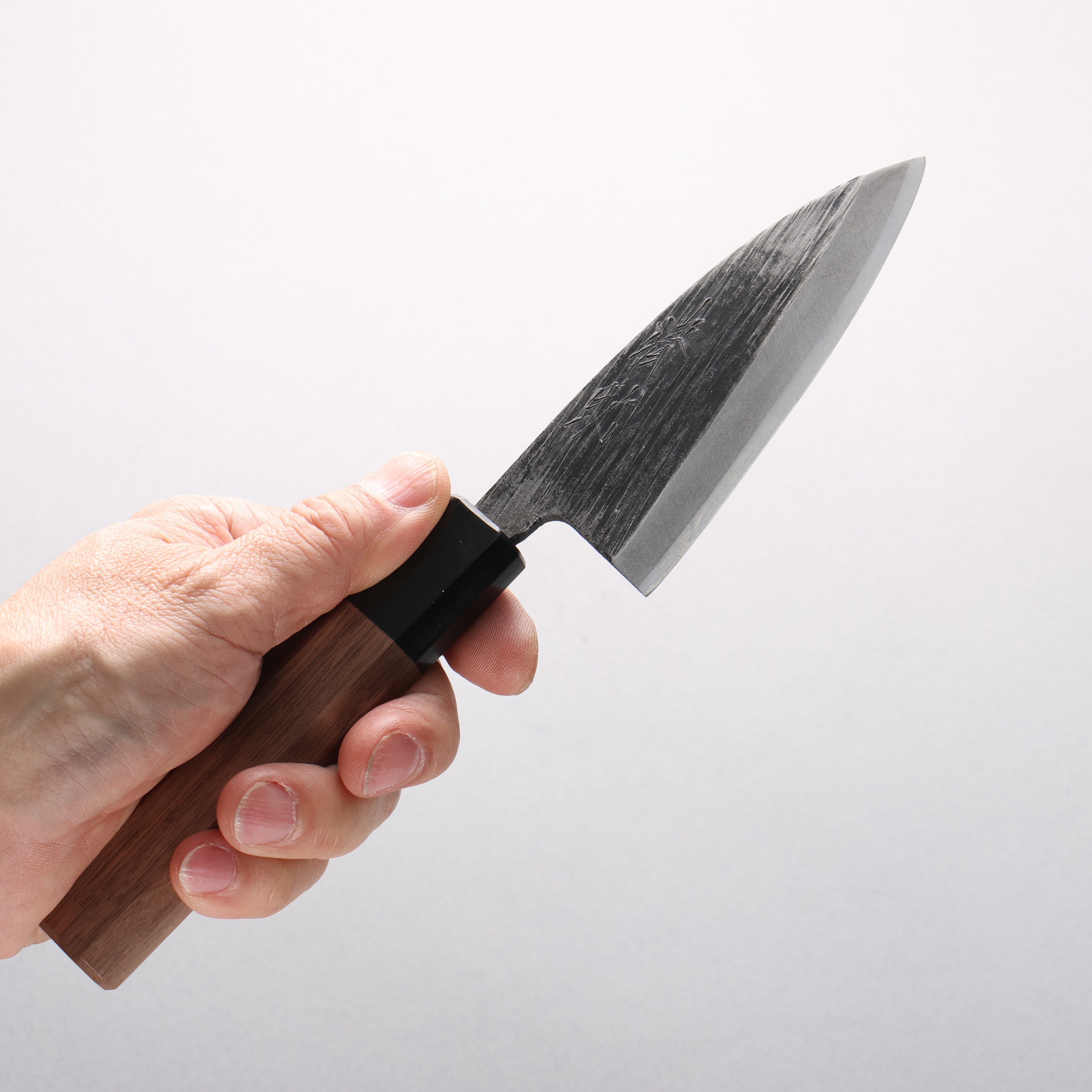 Seisuke Blue Steel No.2 Black Finished Ajikiri 105mm Walnut Handle - Seisuke Knife