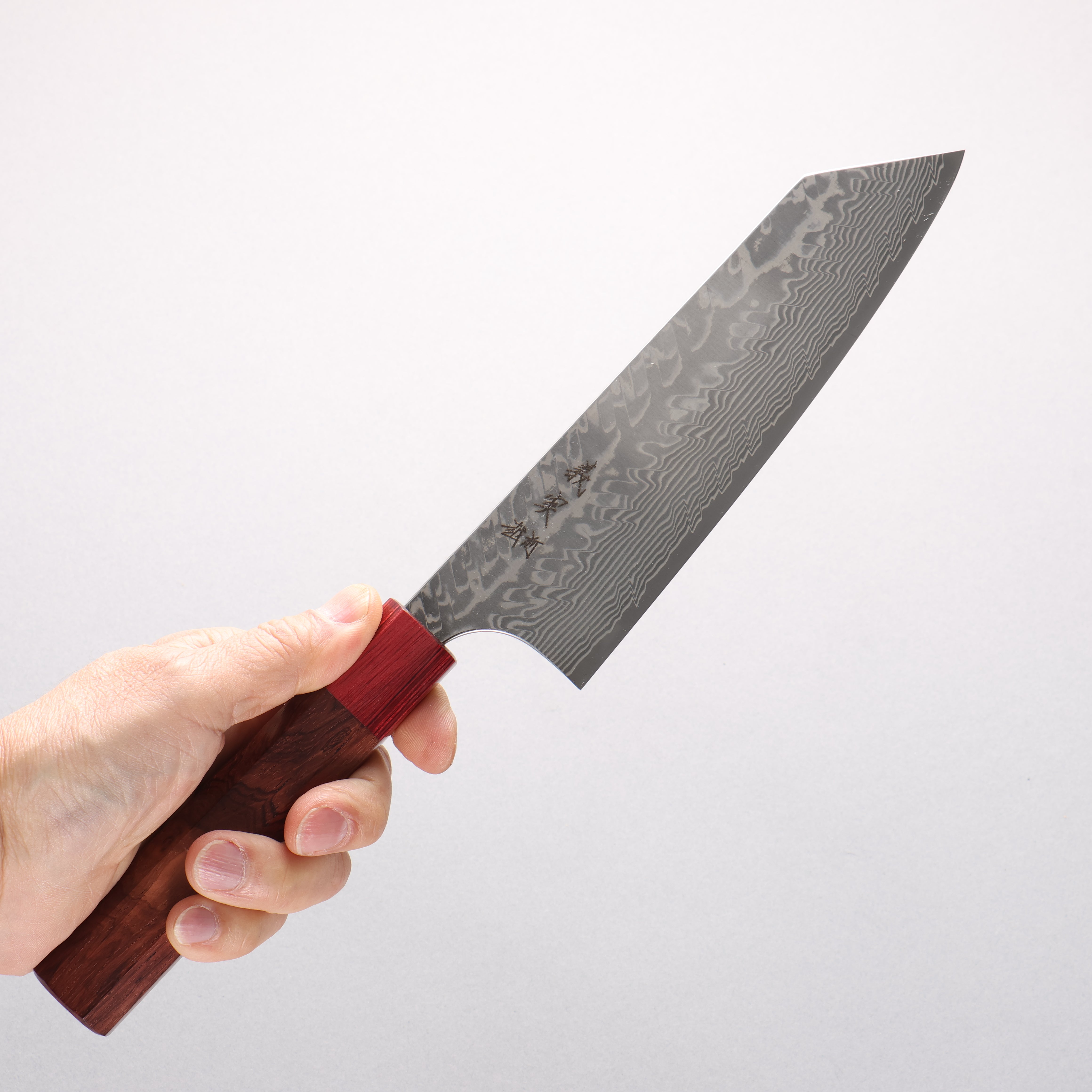 Yoshimi Kato SG2 Black Damascus Bunka 170mm Honduras Rosewood & Red Pakkawood Handle - Seisuke Knife