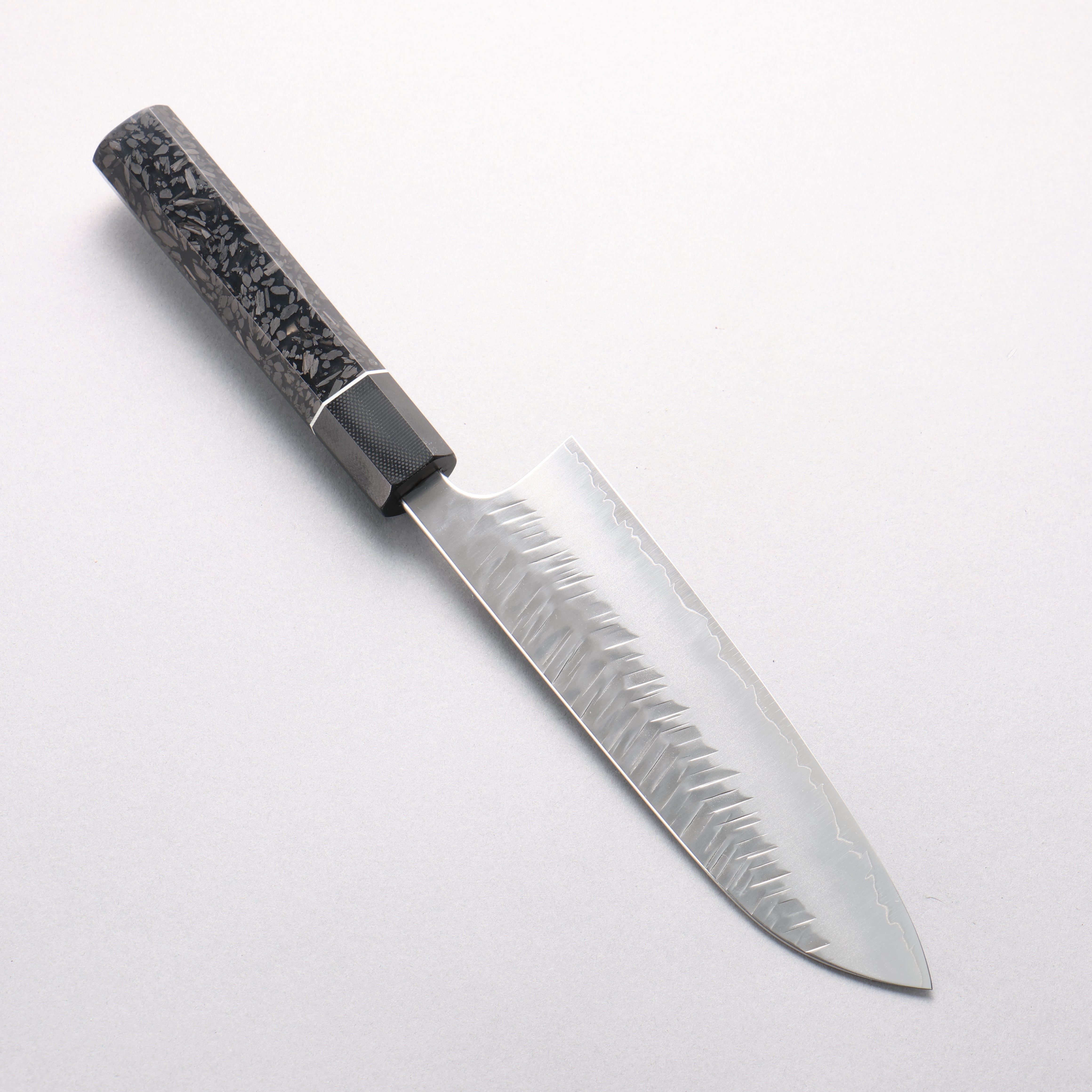 Yoshimi Kato SG2 V-Hammered Santoku 170mm Carbon Fiber & G10 Fiberglass Handle - Seisuke Knife