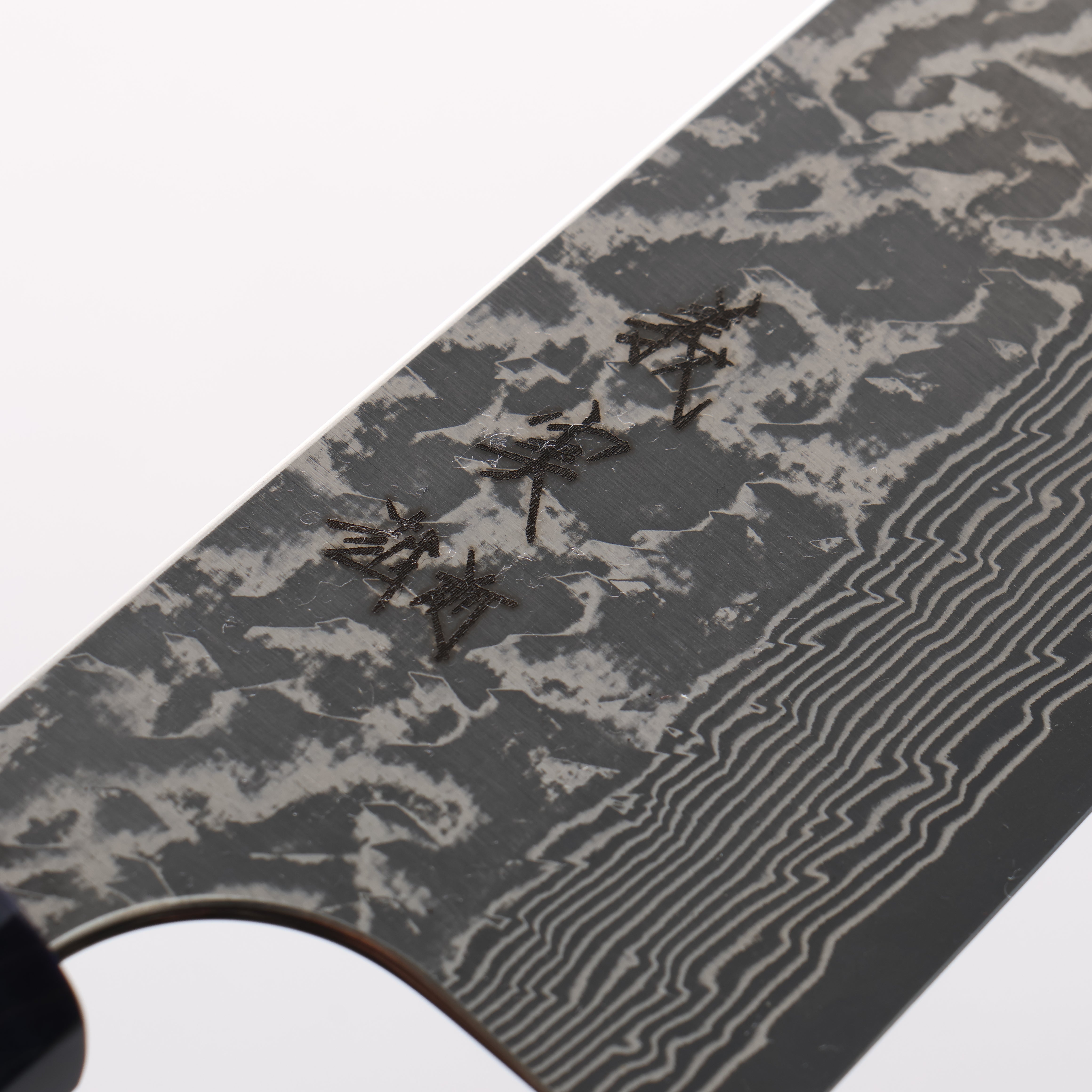 Yoshimi Kato VG10 Black Damascus Bunka 170mm Blue Stabilized Wood & Red Ring Handle - Seisuke Knife