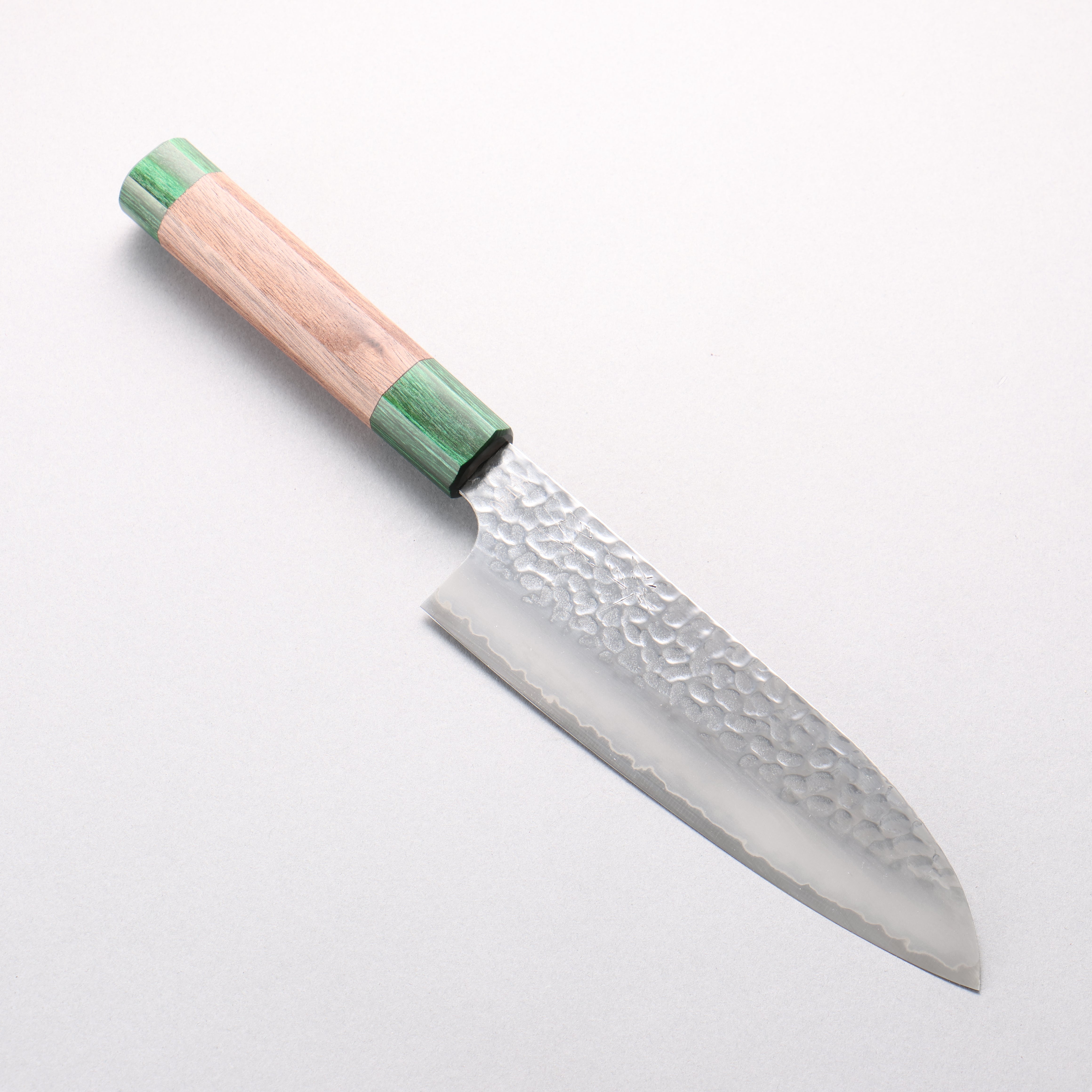 Seisuke HAP40 Hammered Santoku 170mm Walnut & Green Pakkawood Handle - Seisuke Knife