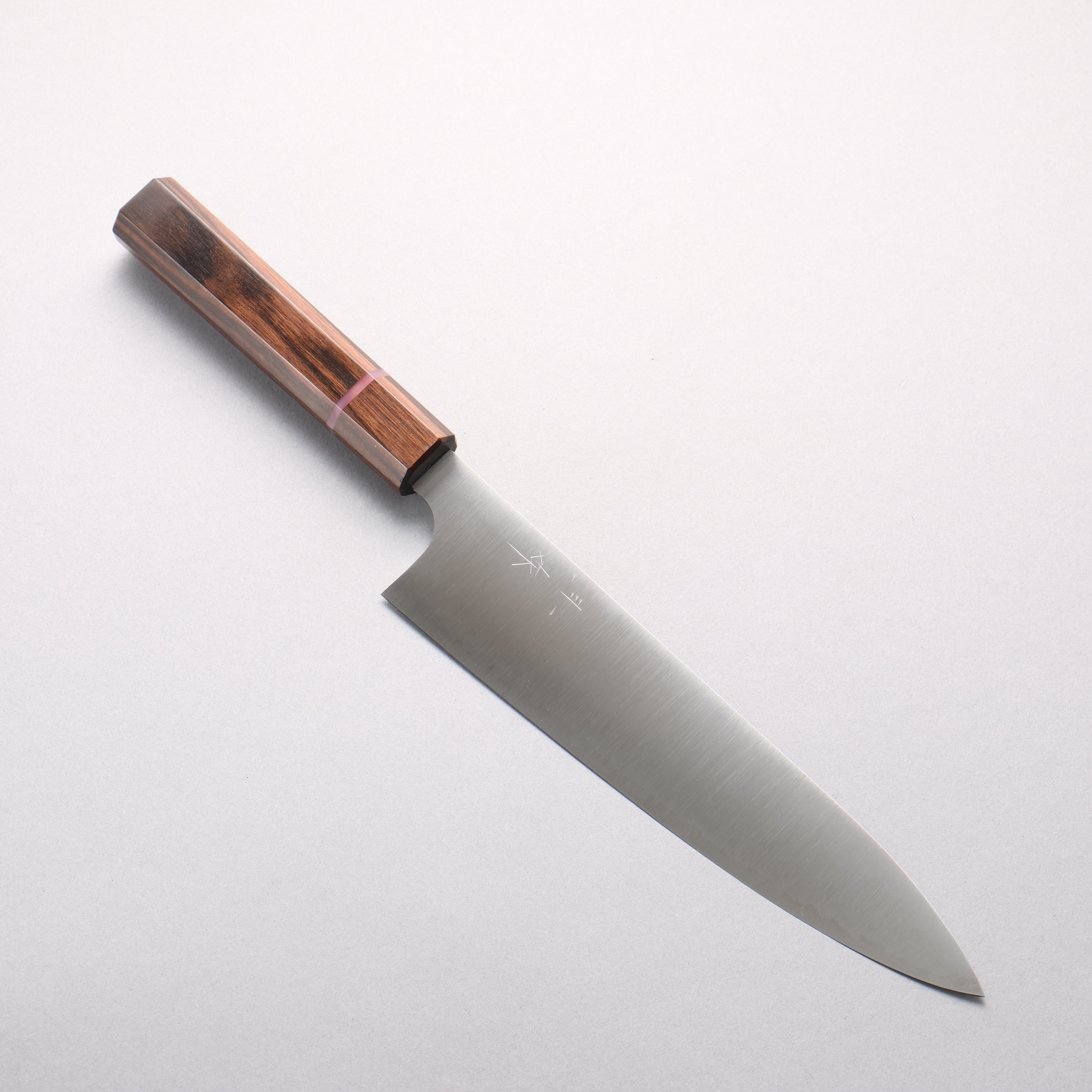 Kei Kobayashi SG2 Gyuto 210mm Striped Ebony Wood & Pink Ring Handle - Seisuke Knife