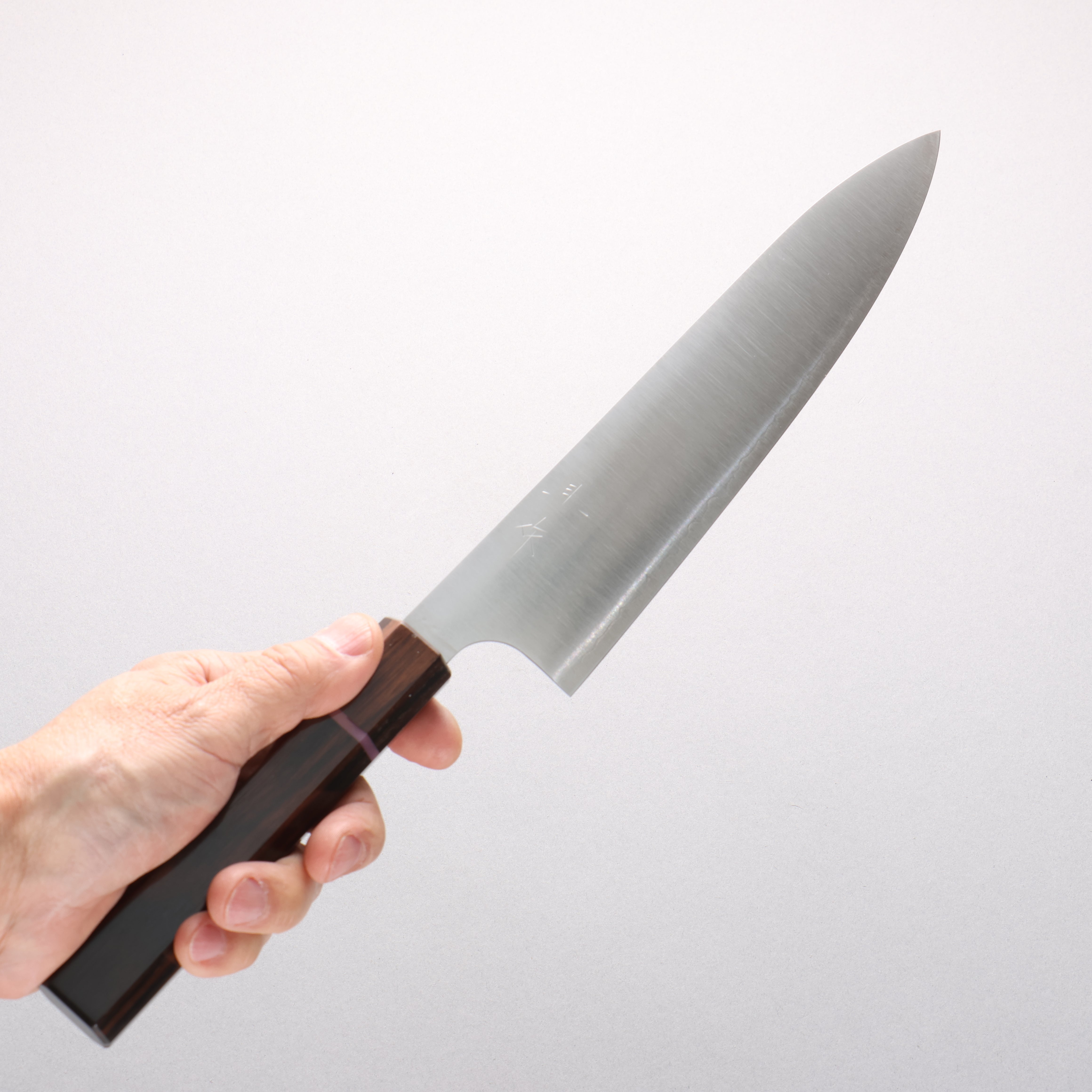 Kei Kobayashi SG2 Gyuto 210mm Striped Ebony Wood & Pink Ring Handle - Seisuke Knife