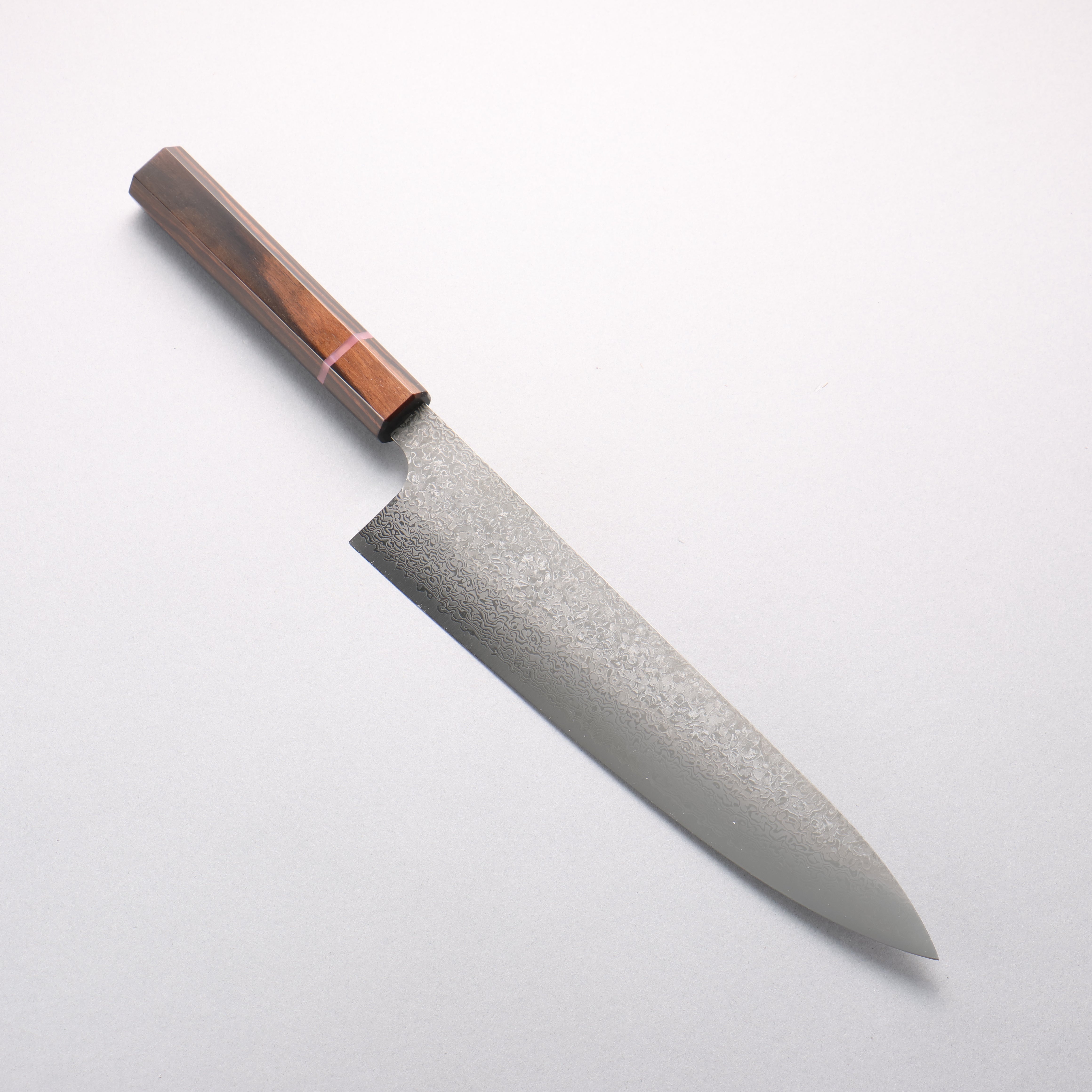 Kei Kobayashi SG2 Damascus Gyuto 240mm Striped Ebony Wood & Pink Ring Handle - Seisuke Knife