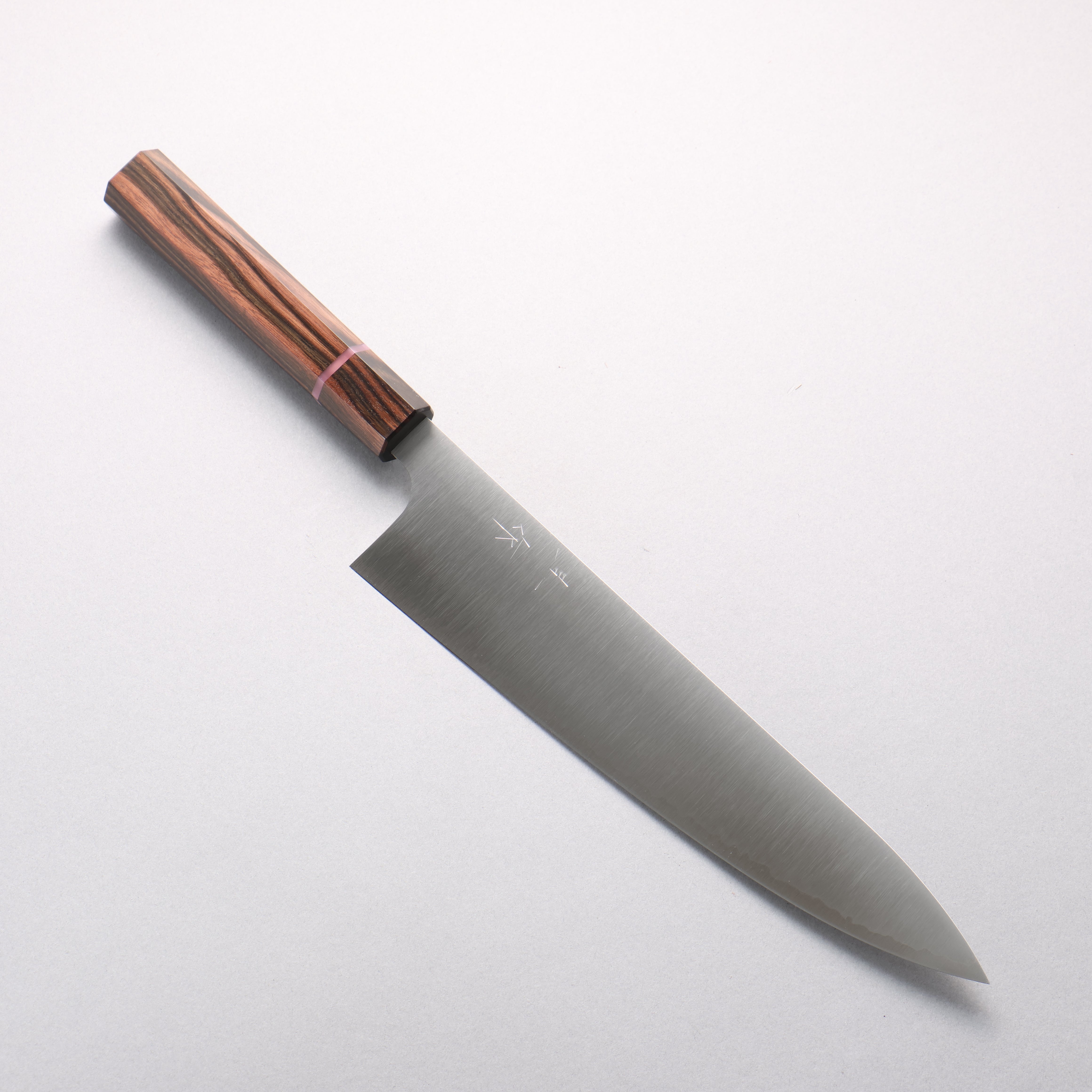 Kei Kobayashi SG2 Gyuto 240mm Striped Ebony Wood & Pink Ring Handle - Seisuke Knife