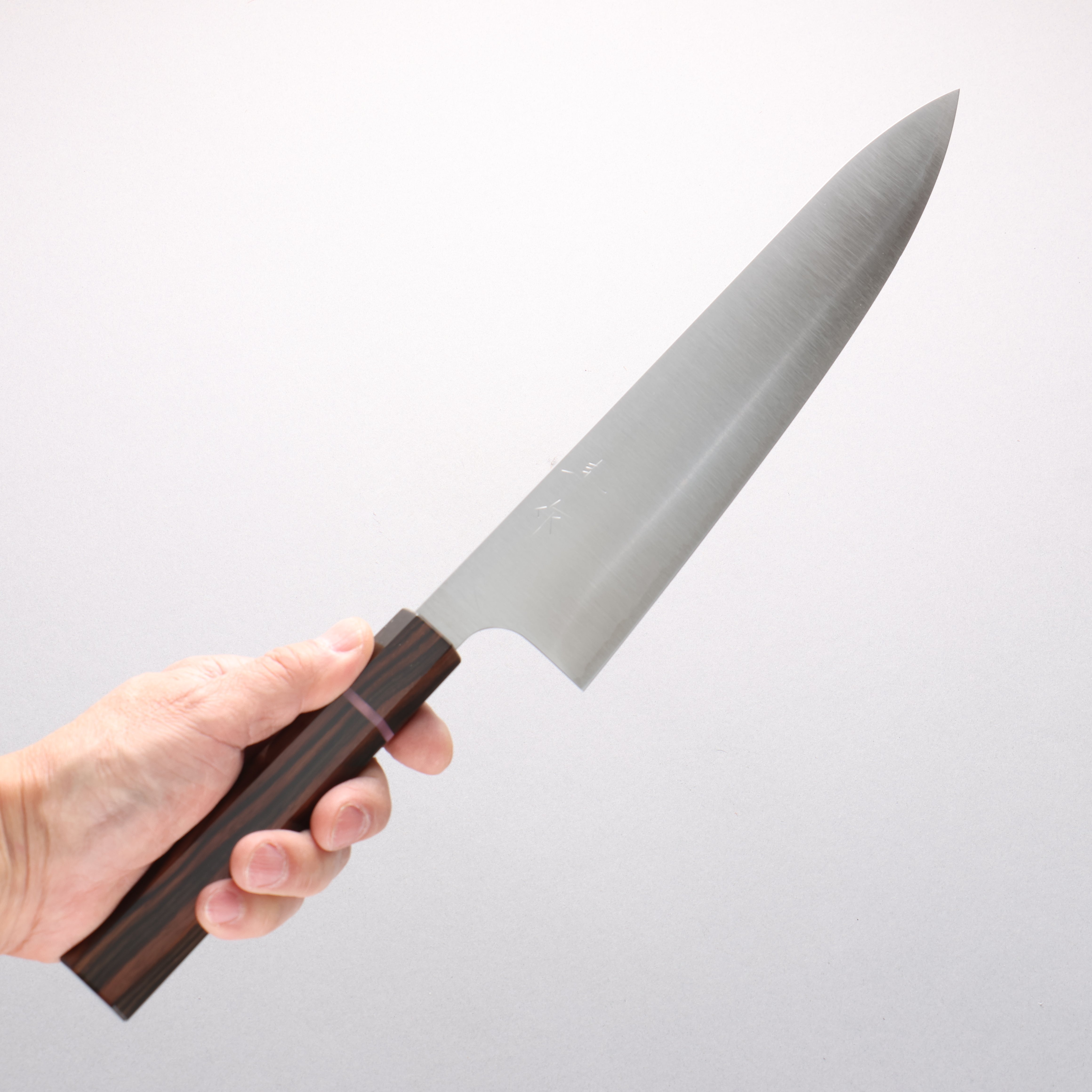 Kei Kobayashi SG2 Gyuto 240mm Striped Ebony Wood & Pink Ring Handle - Seisuke Knife