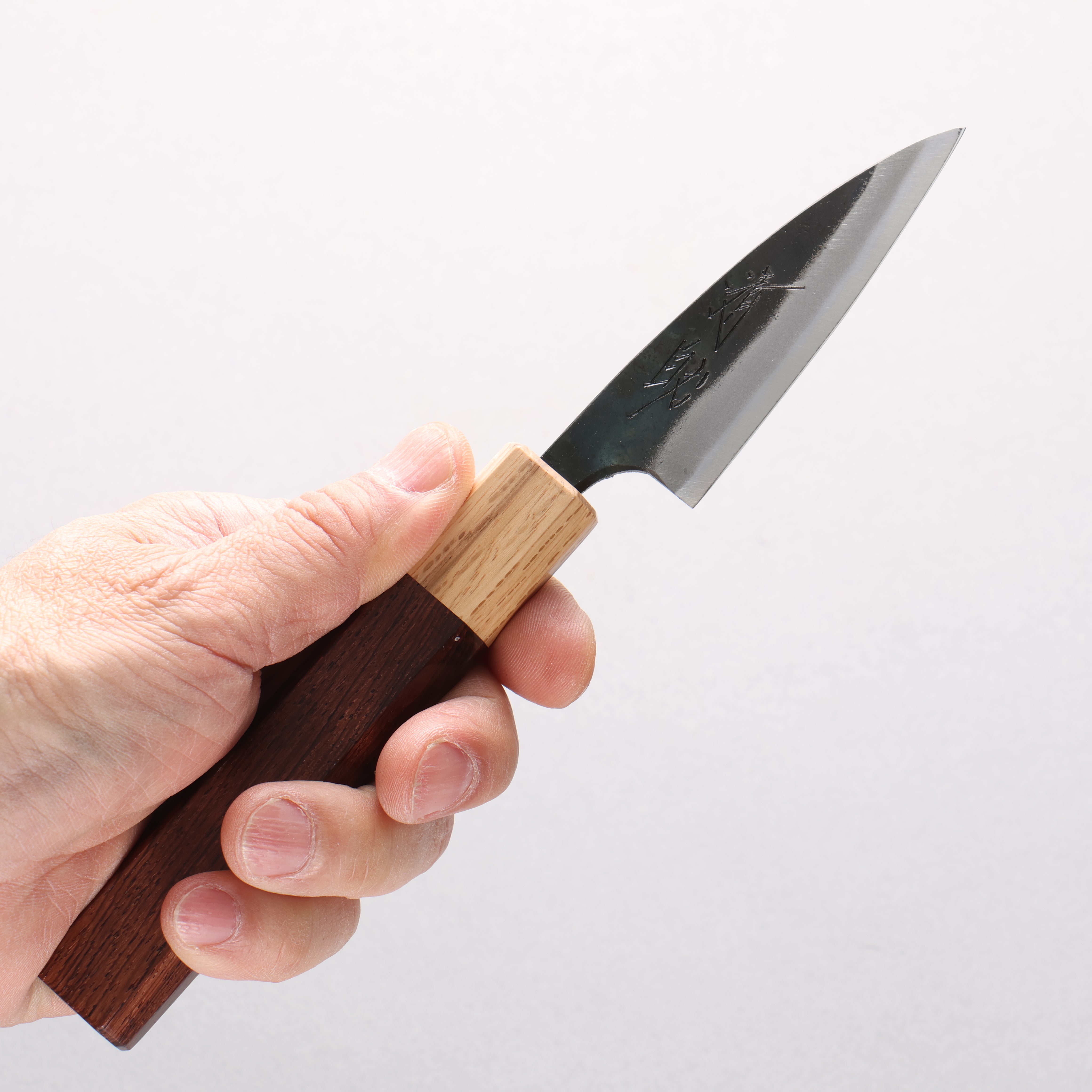 Seisuke Blue Steel No.1 Kurouchi Paring 75mm Shitan & Oak Handle - Seisuke Knife