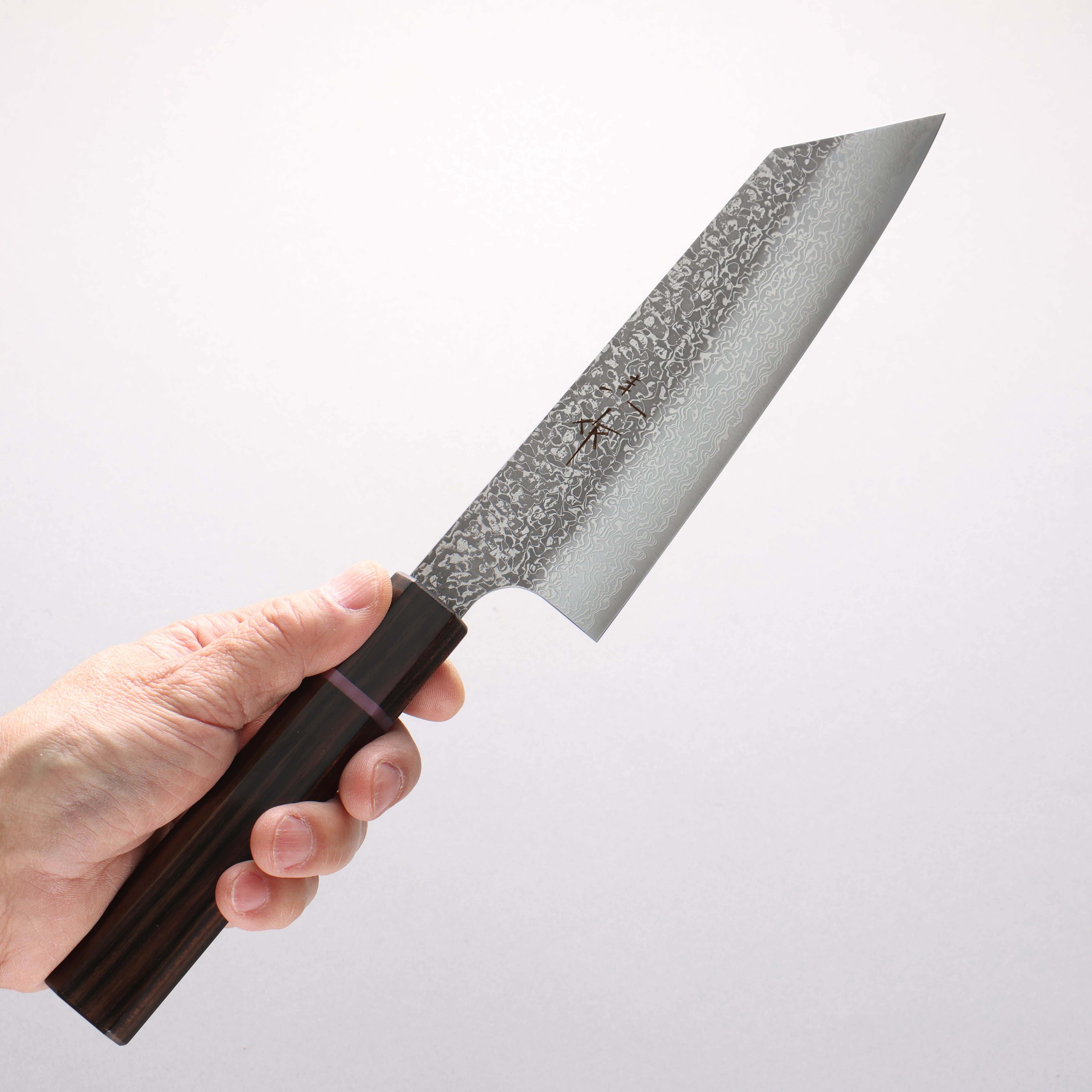 Kei Kobayashi SG2 Damascus Bunka 170mm Striped Ebony Wood & Pink Ring Handle - Seisuke Knife