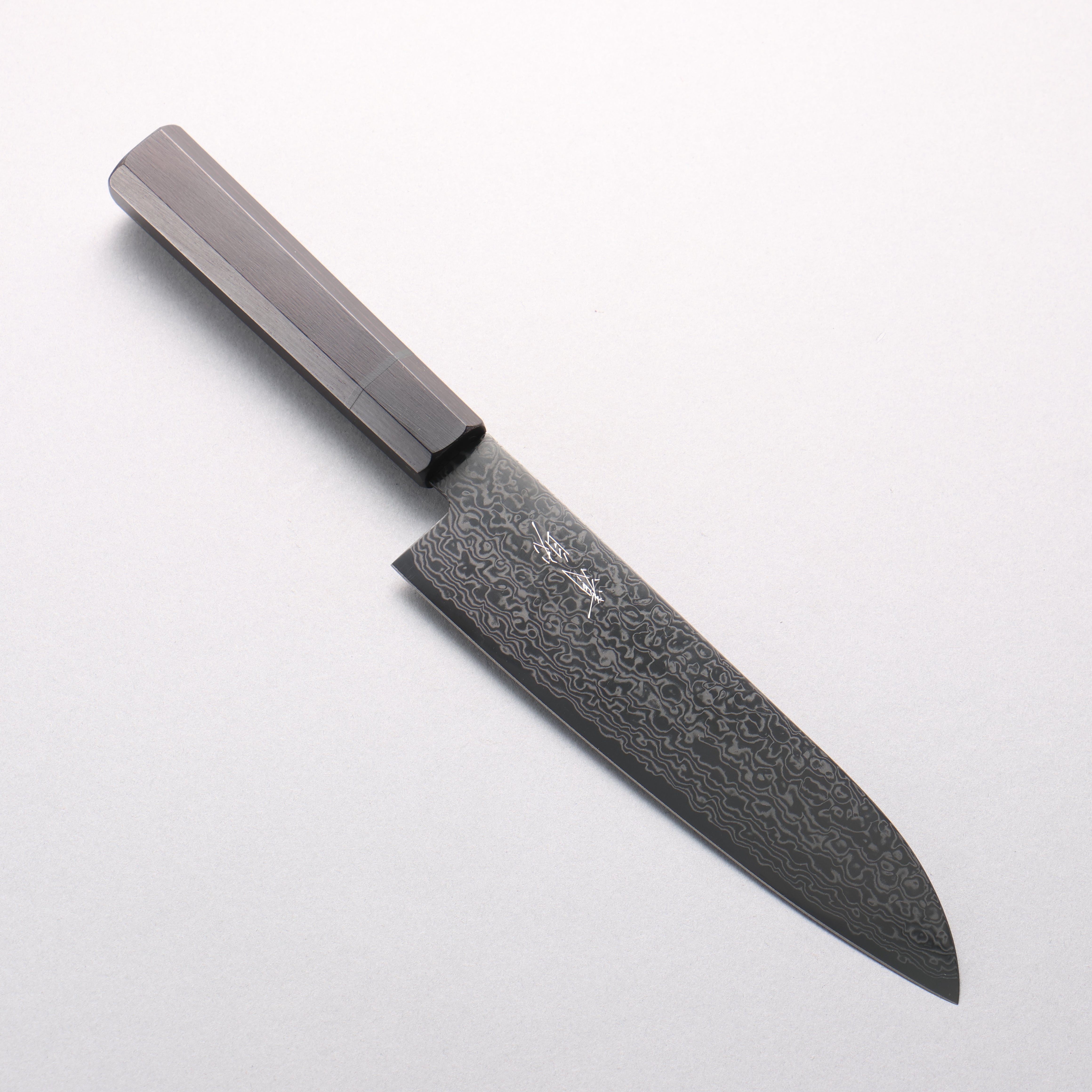 Seisuke SG2 Black Damascus Santoku 180mm Black Pakkawood Handle - Seisuke Knife