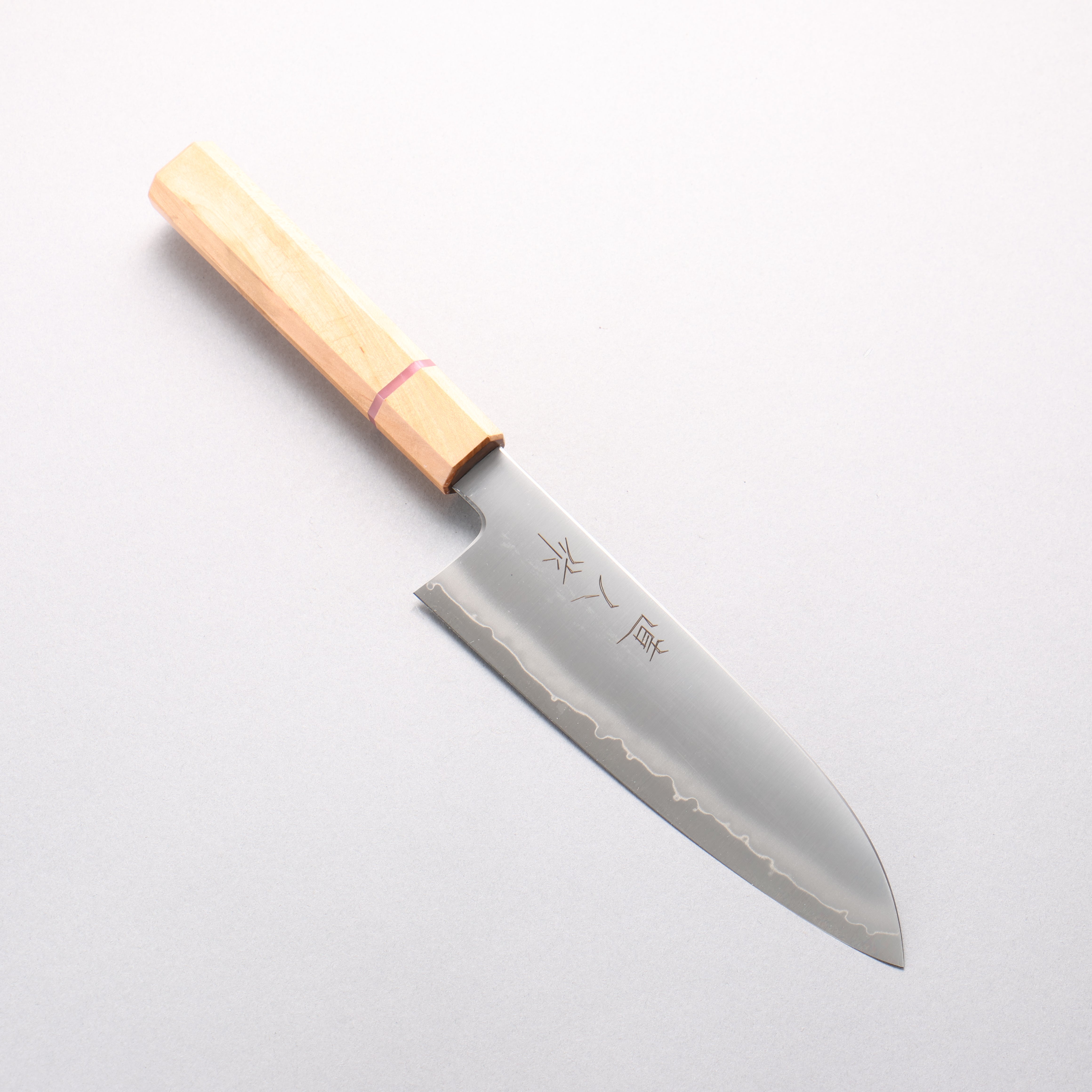 Naohito Myojin Cobalt Special Steel Santoku 170mm Cherry Wood & Pink Ring Handle - Seisuke Knife
