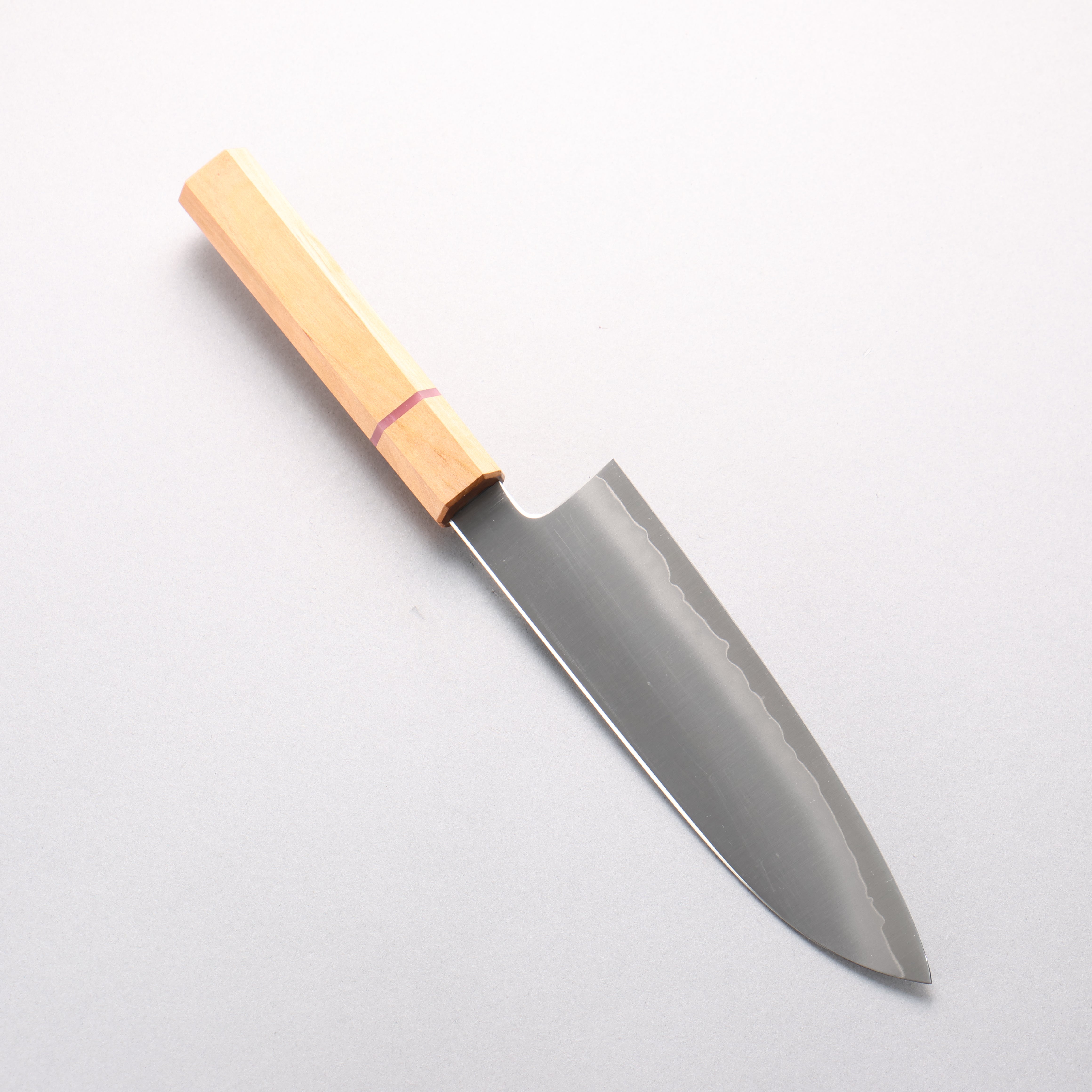 Naohito Myojin Cobalt Special Steel Santoku 170mm Cherry Wood & Pink Ring Handle - Seisuke Knife