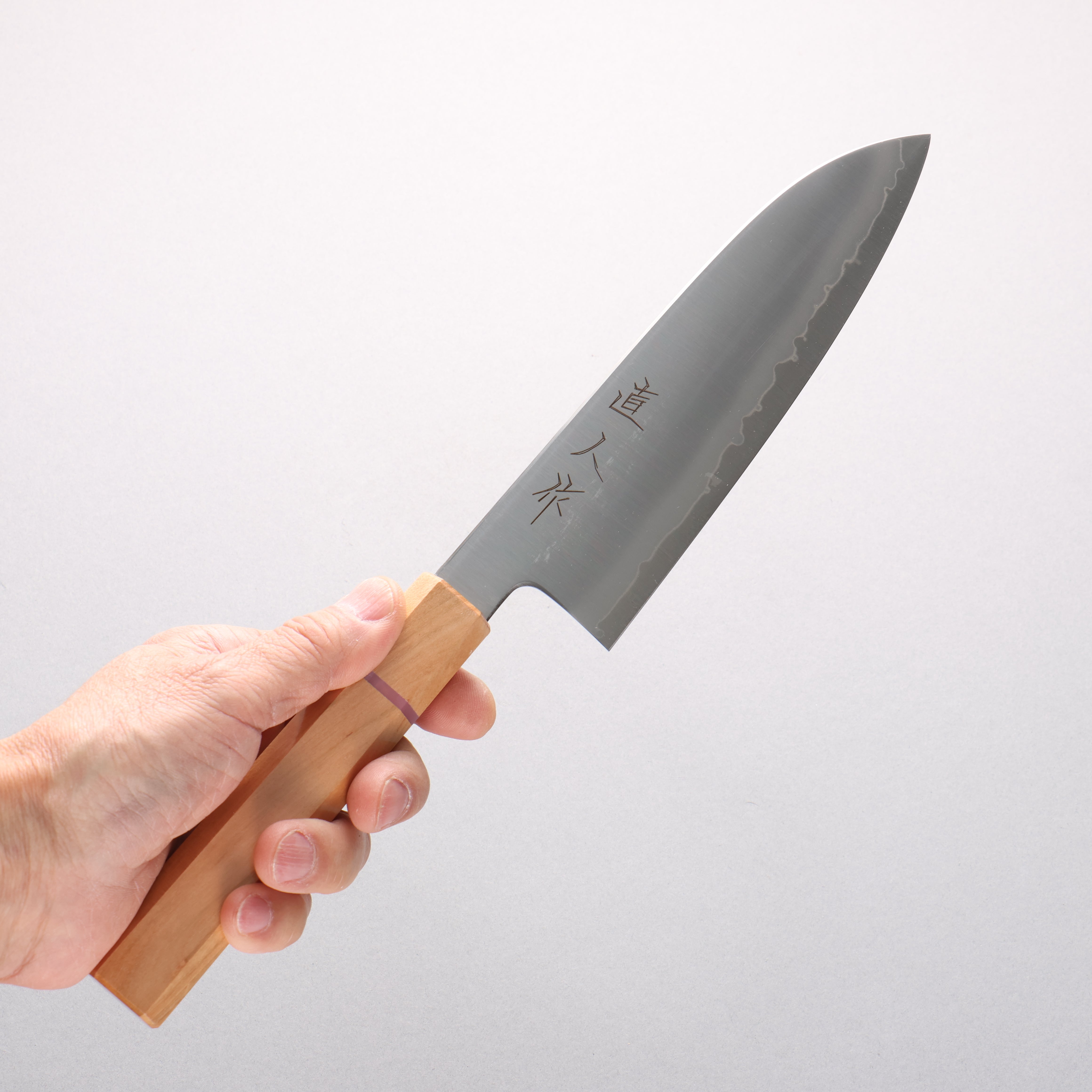 Naohito Myojin Cobalt Special Steel Santoku 170mm Cherry Wood & Pink Ring Handle - Seisuke Knife