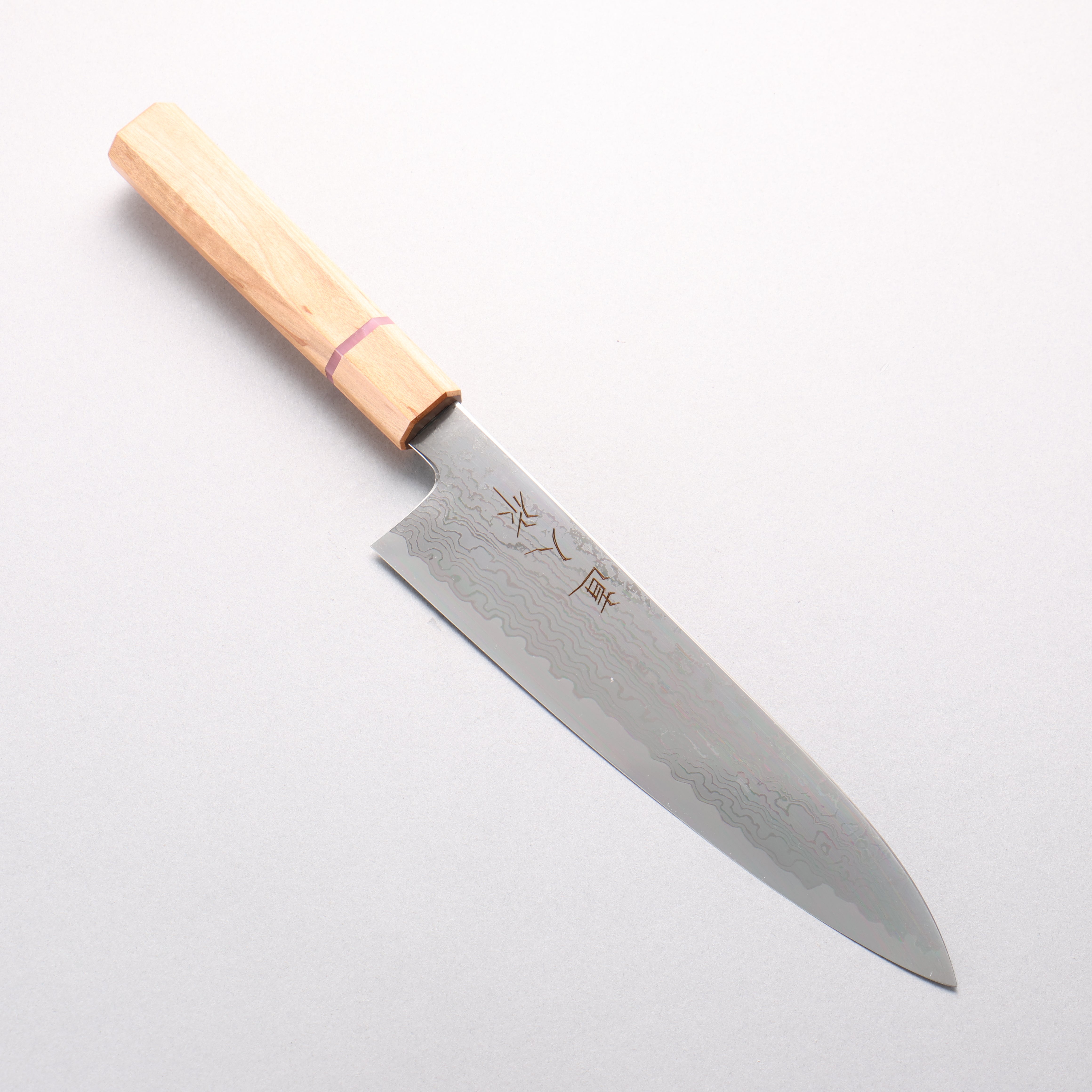 Naohito Myojin Cobalt Special Steel Gyuto 210mm Cherry Wood & Pink Ring Handle - Seisuke Knife