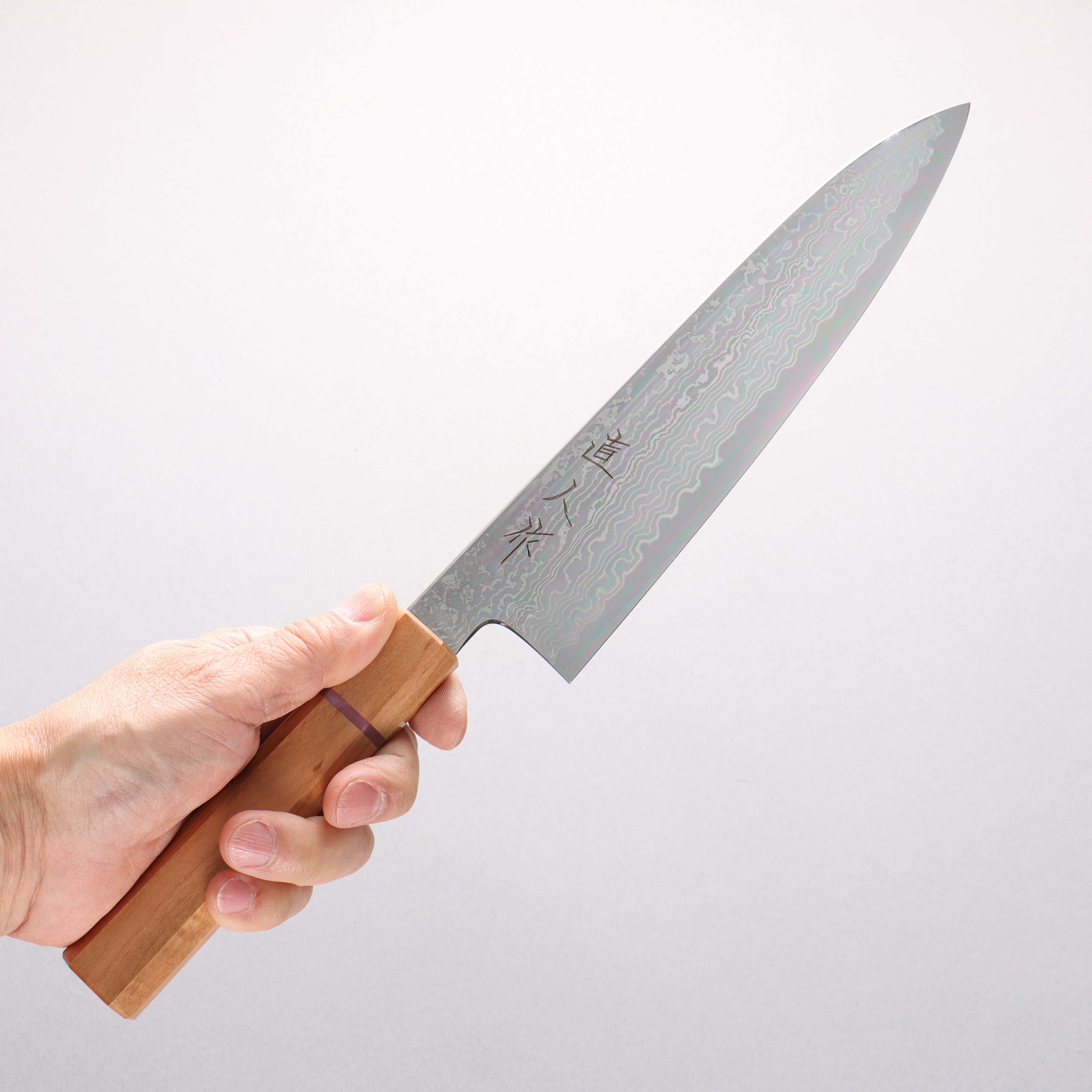 Naohito Myojin Cobalt Special Steel Gyuto 210mm Cherry Wood & Pink Ring Handle - Seisuke Knife