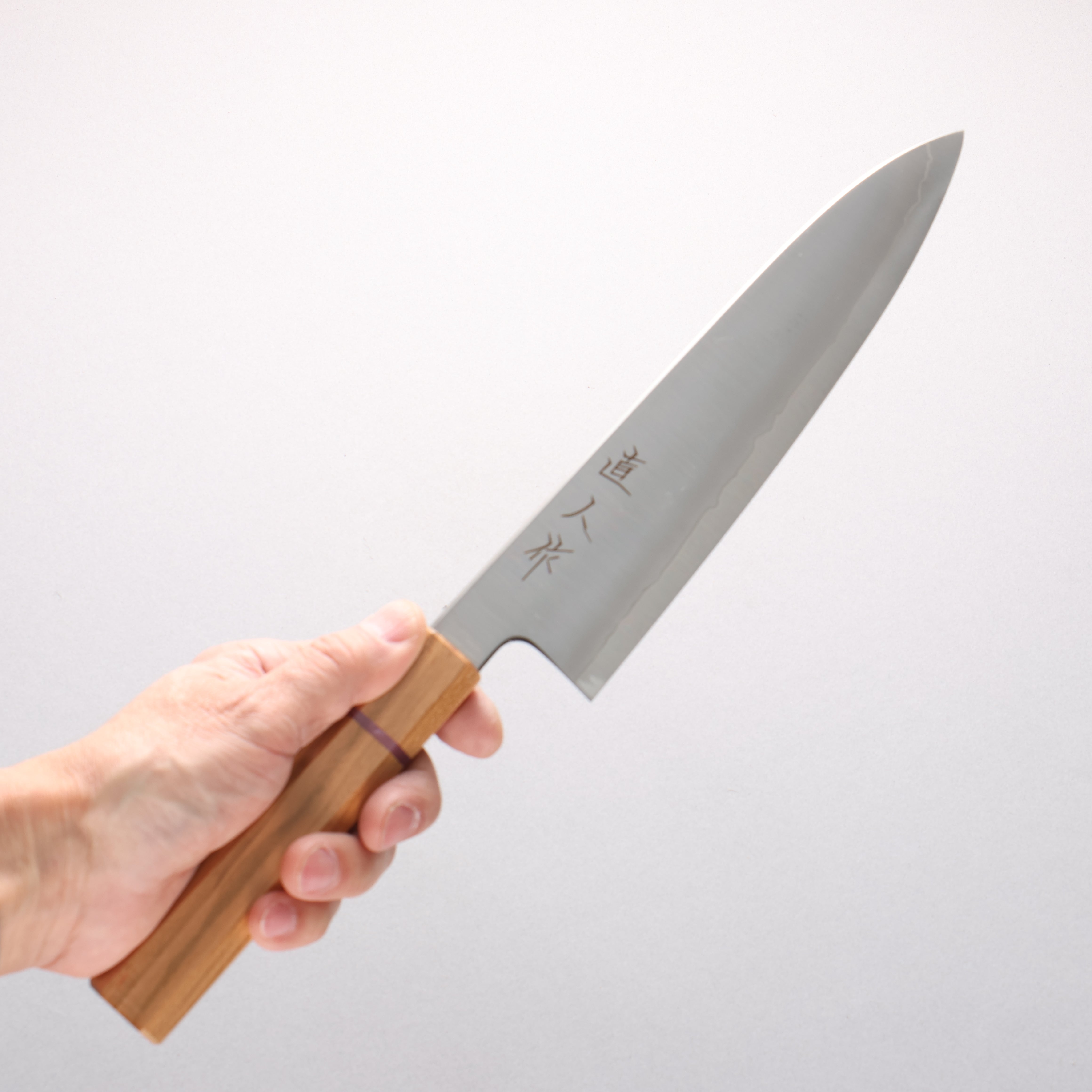 Naohito Myojin Cobalt Special Steel Gyuto 210mm Cherry Wood & Pink Ring Handle - Seisuke Knife