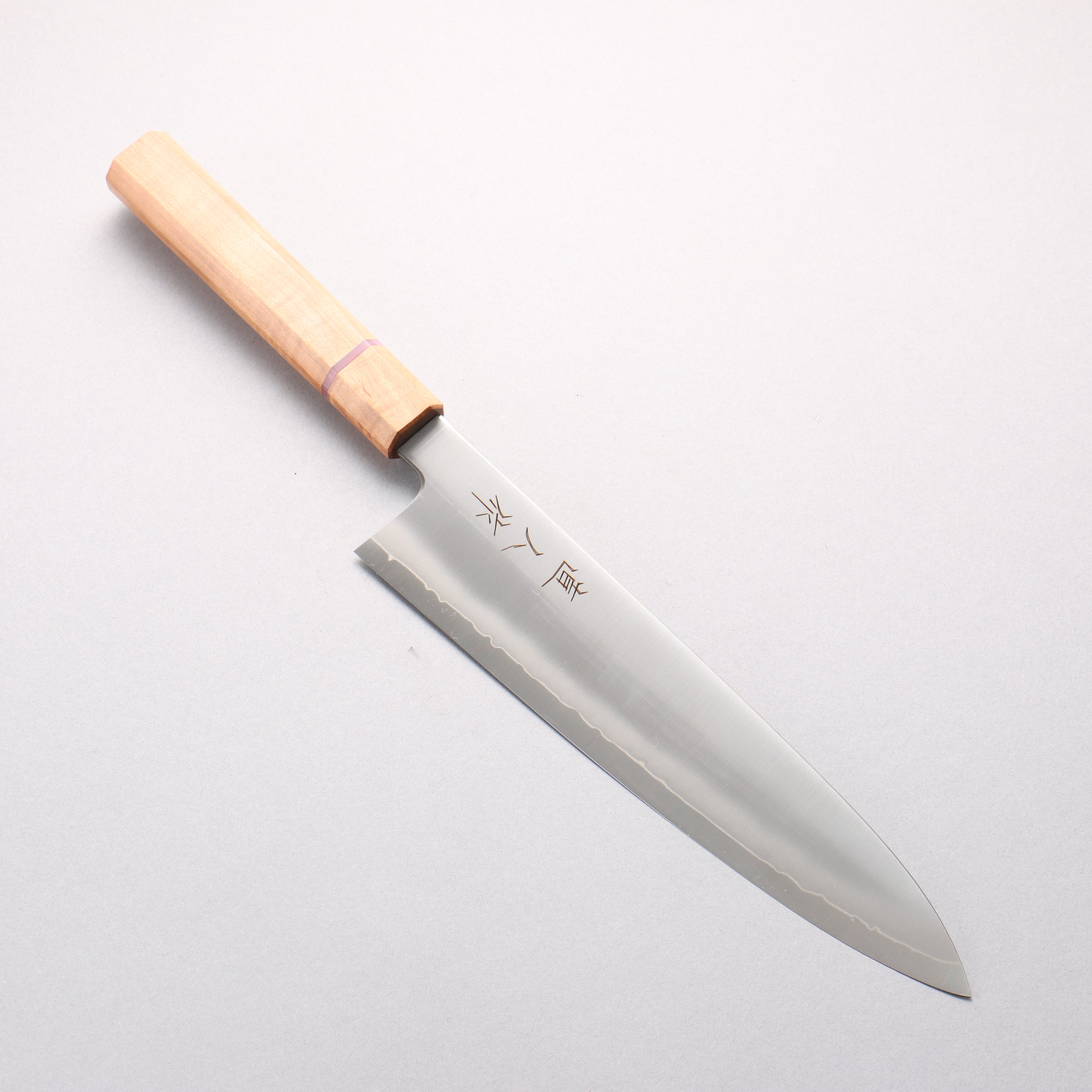Naohito Myojin Cobalt Special Steel Gyuto 240mm Cherry Wood & Pink Ring Handle - Seisuke Knife