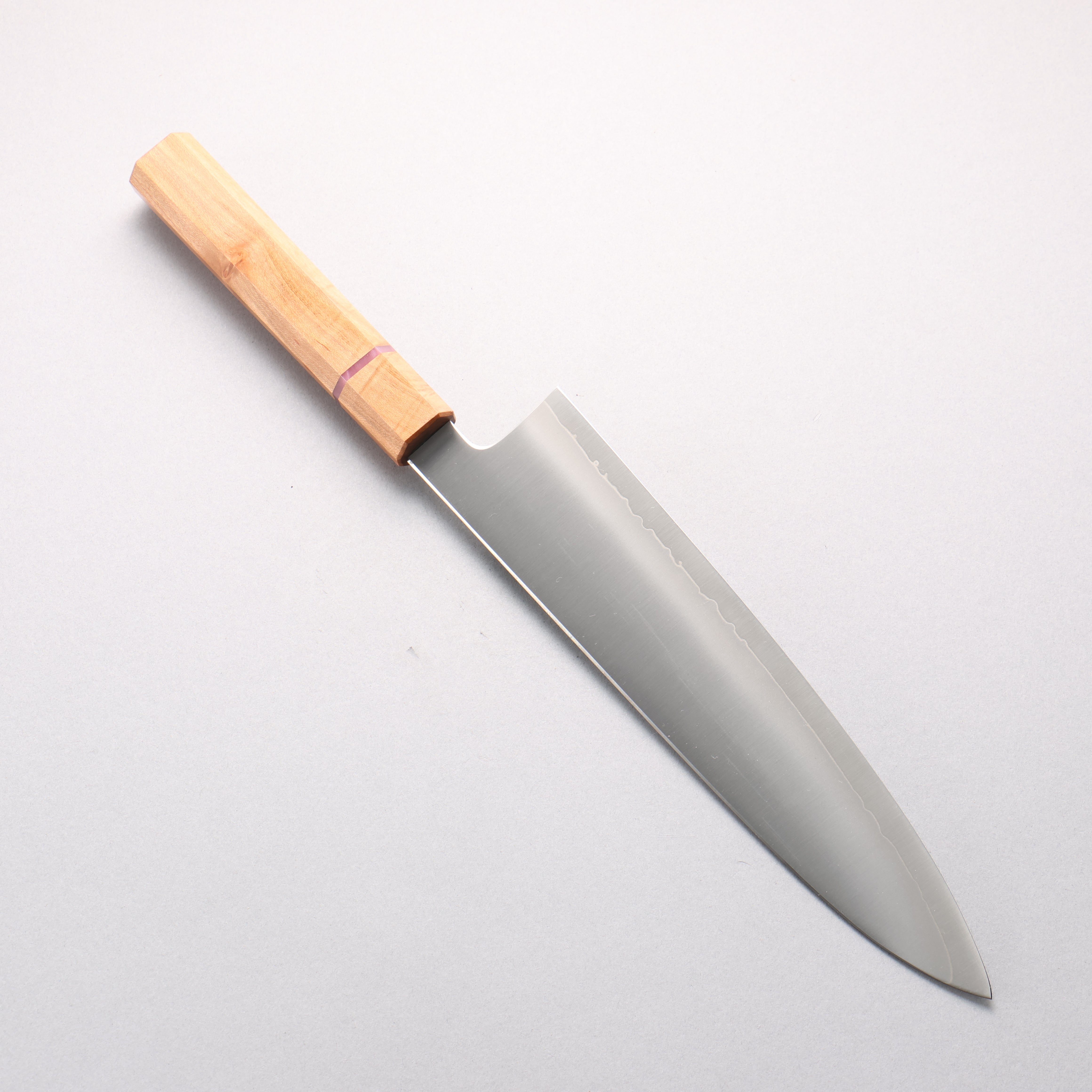 Naohito Myojin Cobalt Special Steel Gyuto 240mm Cherry Wood & Pink Ring Handle - Seisuke Knife