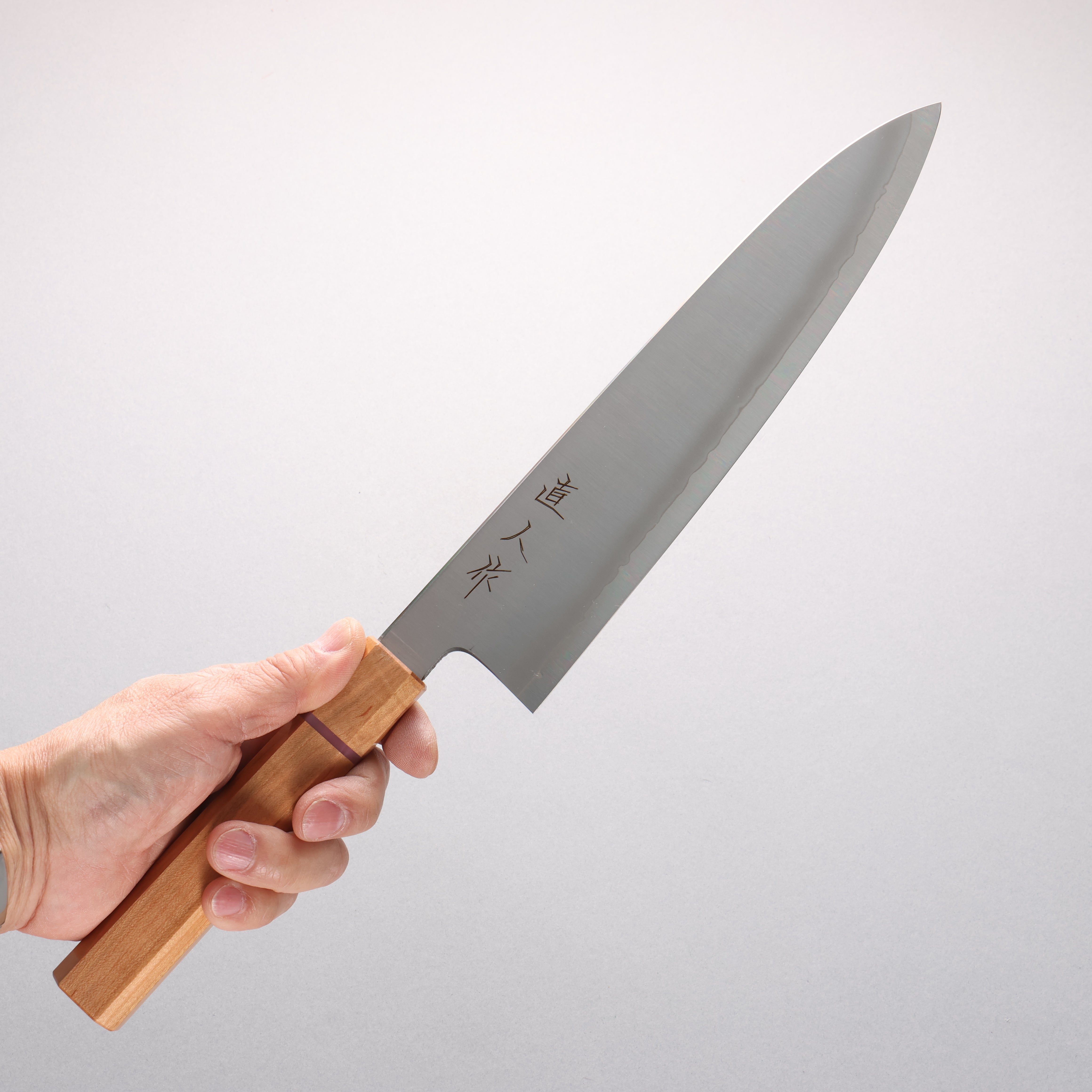 Naohito Myojin Cobalt Special Steel Gyuto 240mm Cherry Wood & Pink Ring Handle - Seisuke Knife