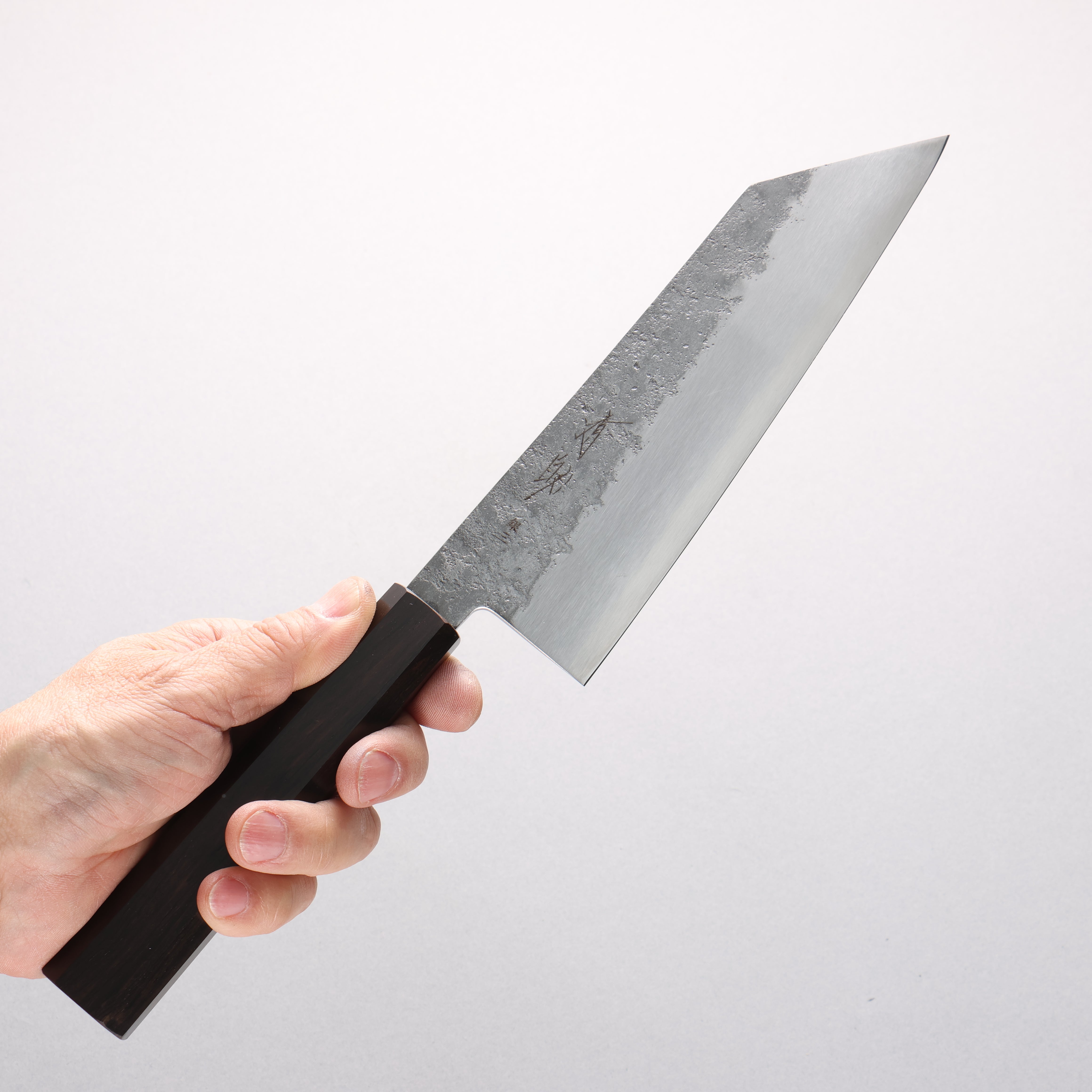 Seisuke Silver Steel No.3 Nashiji Kiritsuke Santoku 180mm Ebony Wood Handle - Seisuke Knife