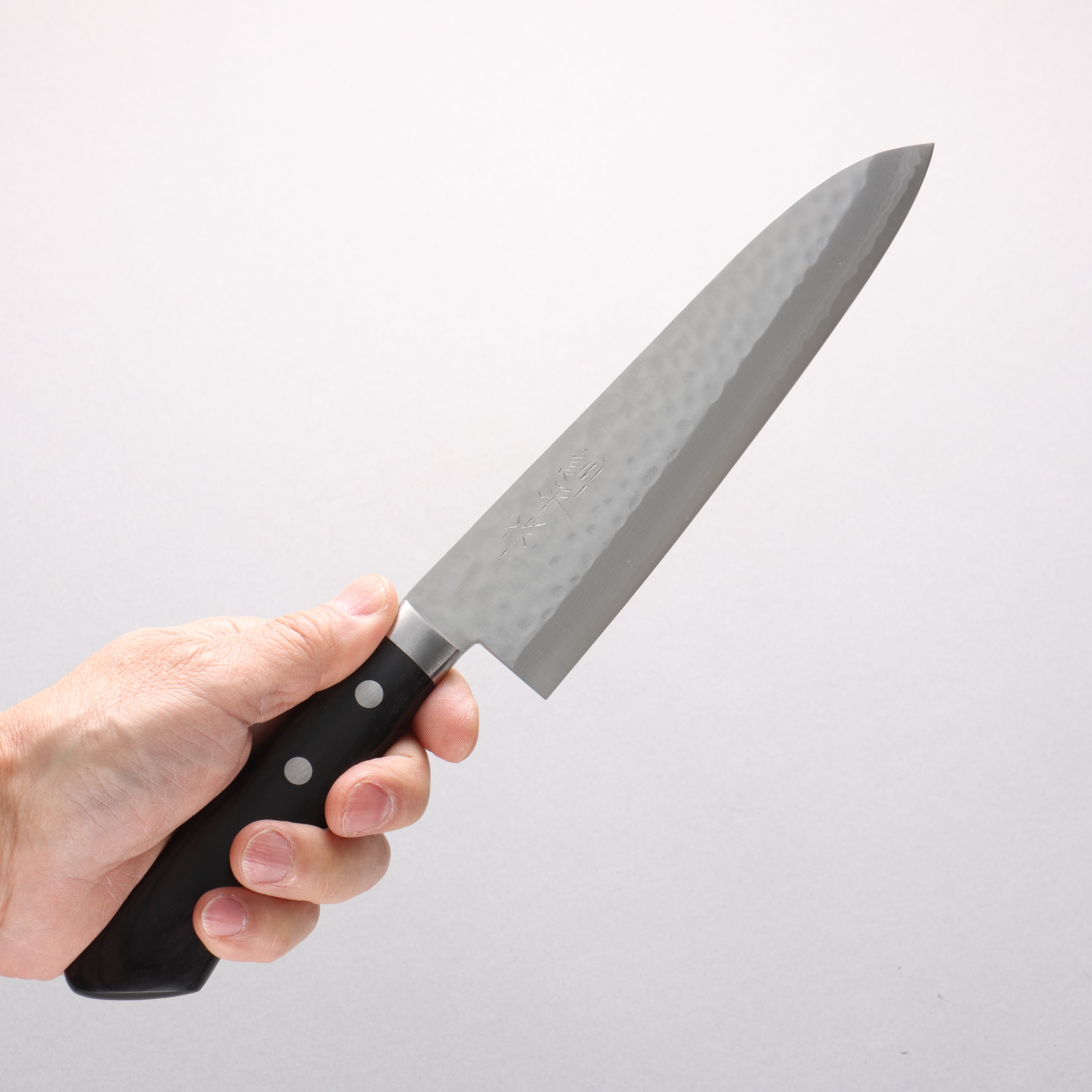 Kunihira Kokuryu VG10 Hammered Damascus Gyuto 180mm Black Pakka wood Handle - Seisuke Knife