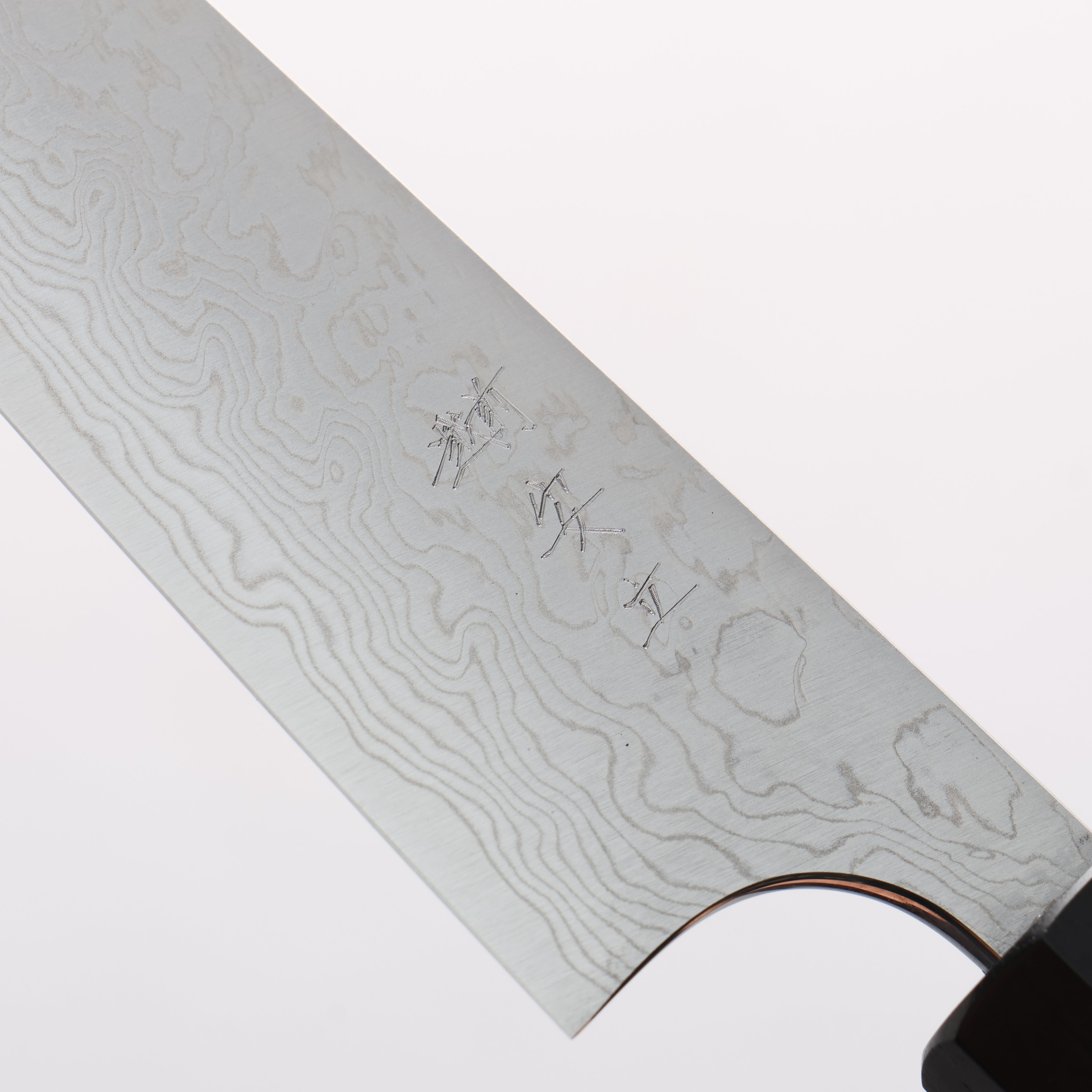 Anryu VG10 Migaki Damascus Petty-Utility 120mm Ebony Wood & White Turquoise Ring Handle - Seisuke Knife