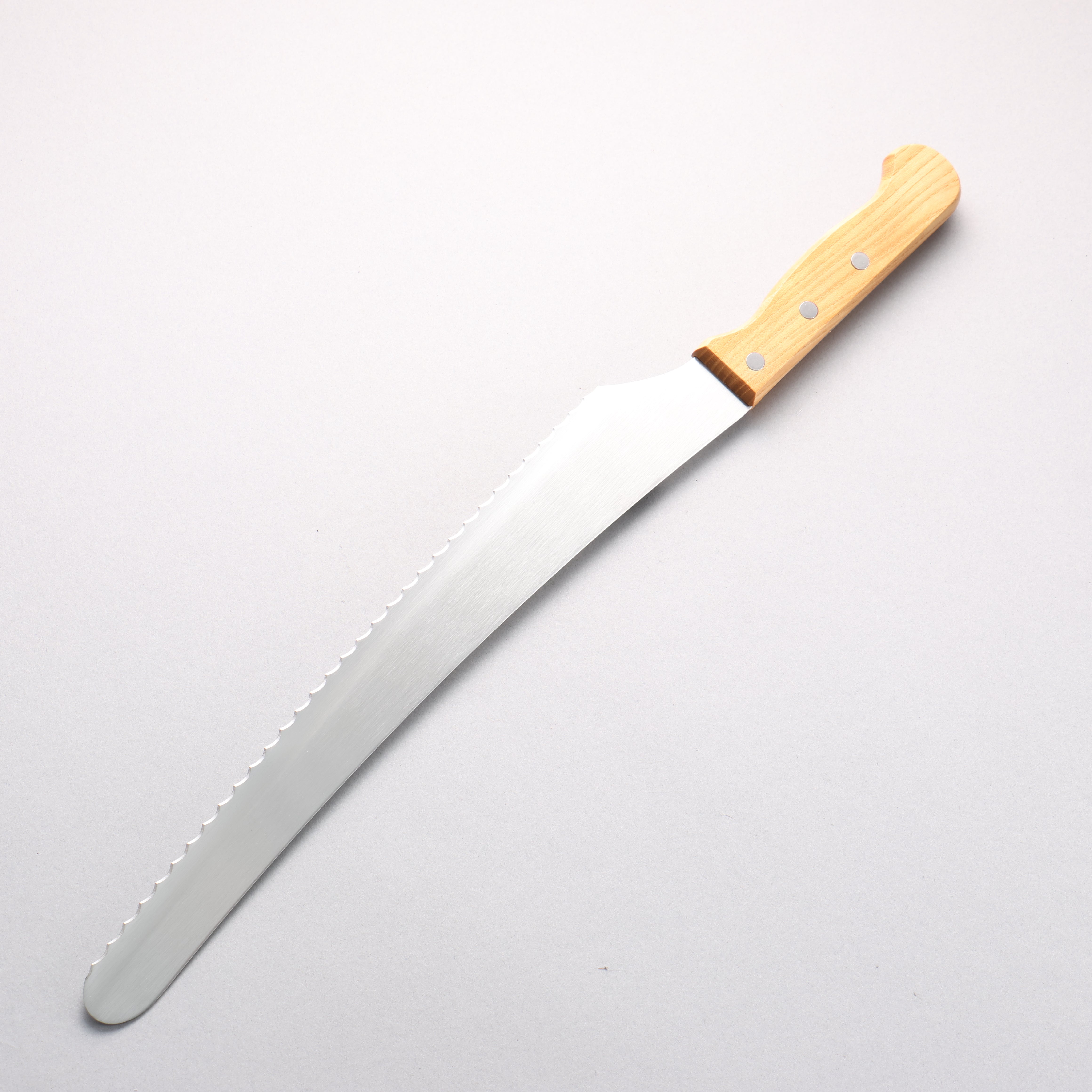 Nisaku Stainless Steel Serrated Bread Knife 300mm Natural wood Handle - Seisuke Knife