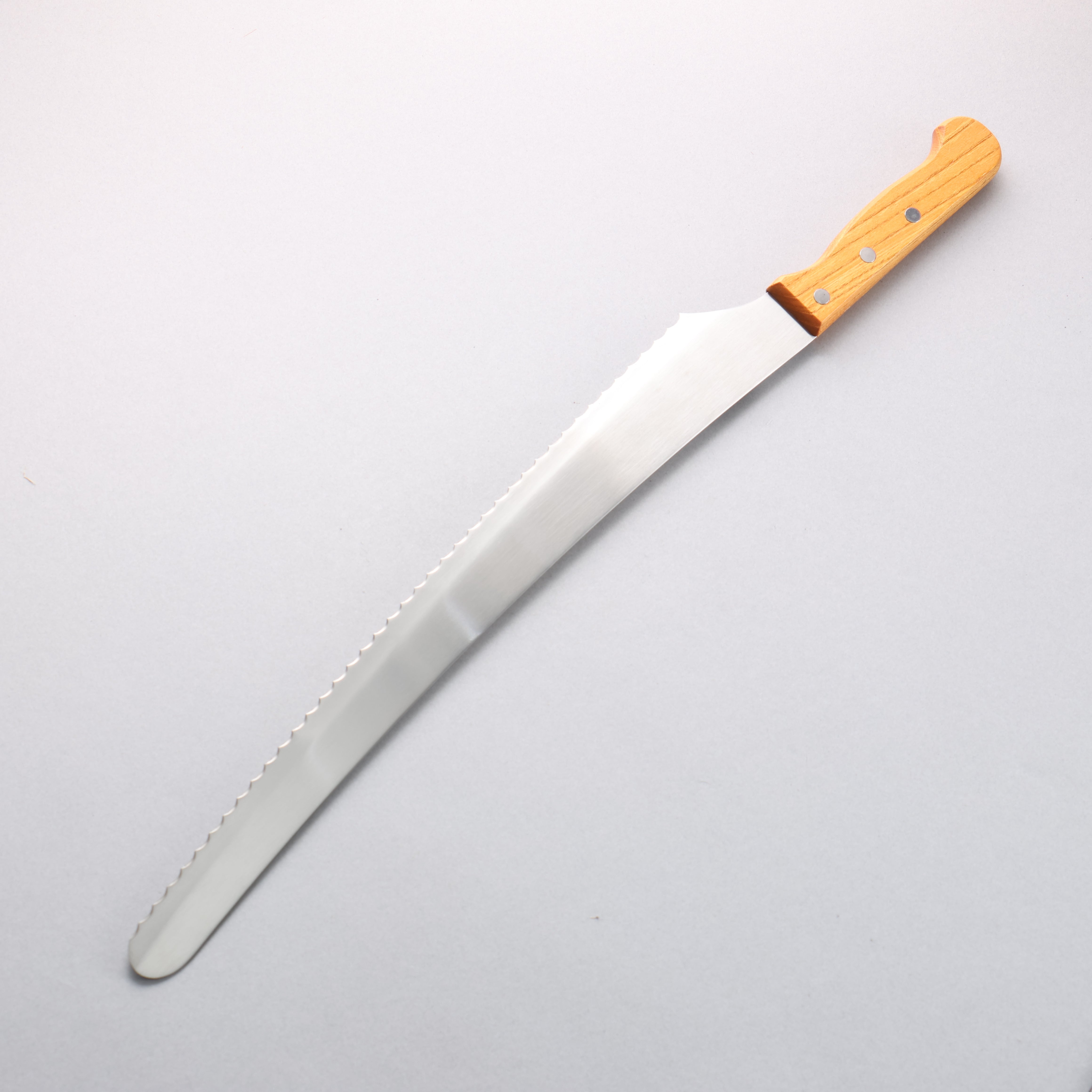 Nisaku Stainless Steel Serrated Bread Knife 360mm Natural wood Handle - Seisuke Knife