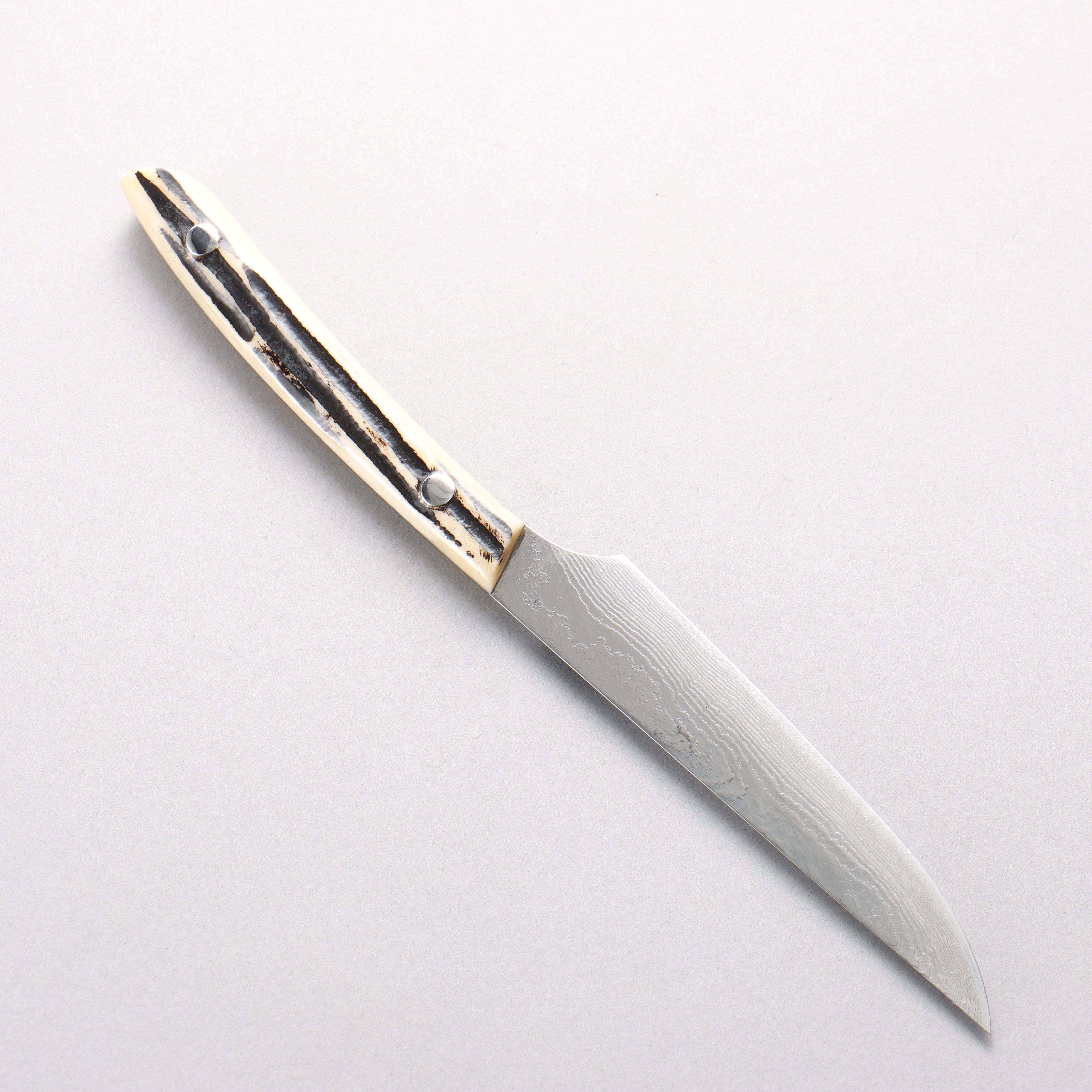 Takeshi Saji VG10 Damascus Migaki Finished Steak 125mm White Deer Horn Handle - Seisuke Knife