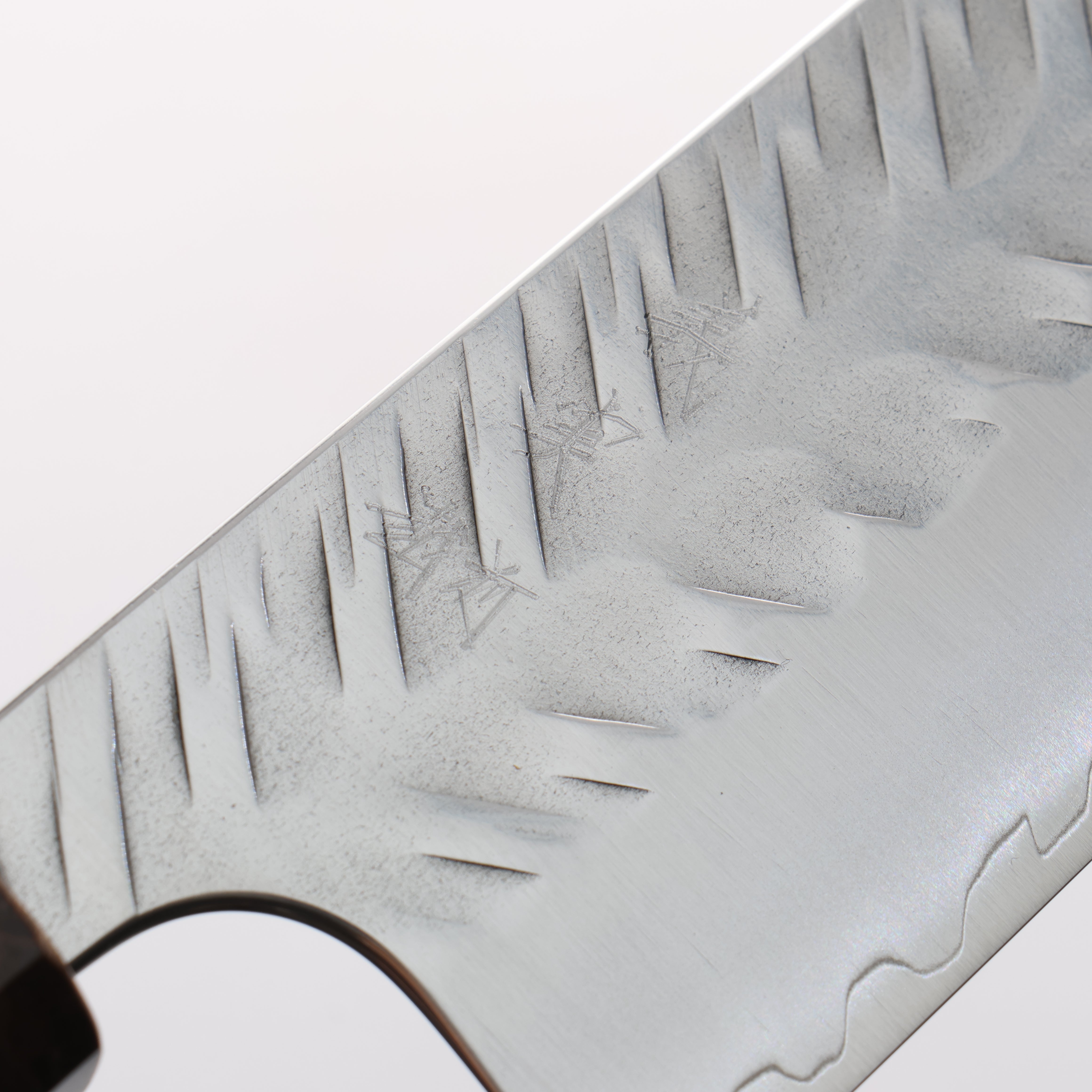 Yoshimi Kato SPG STRIX V-Hammered Santoku 170mm Stabilized Birch & Black Resin Handle - Seisuke Knife