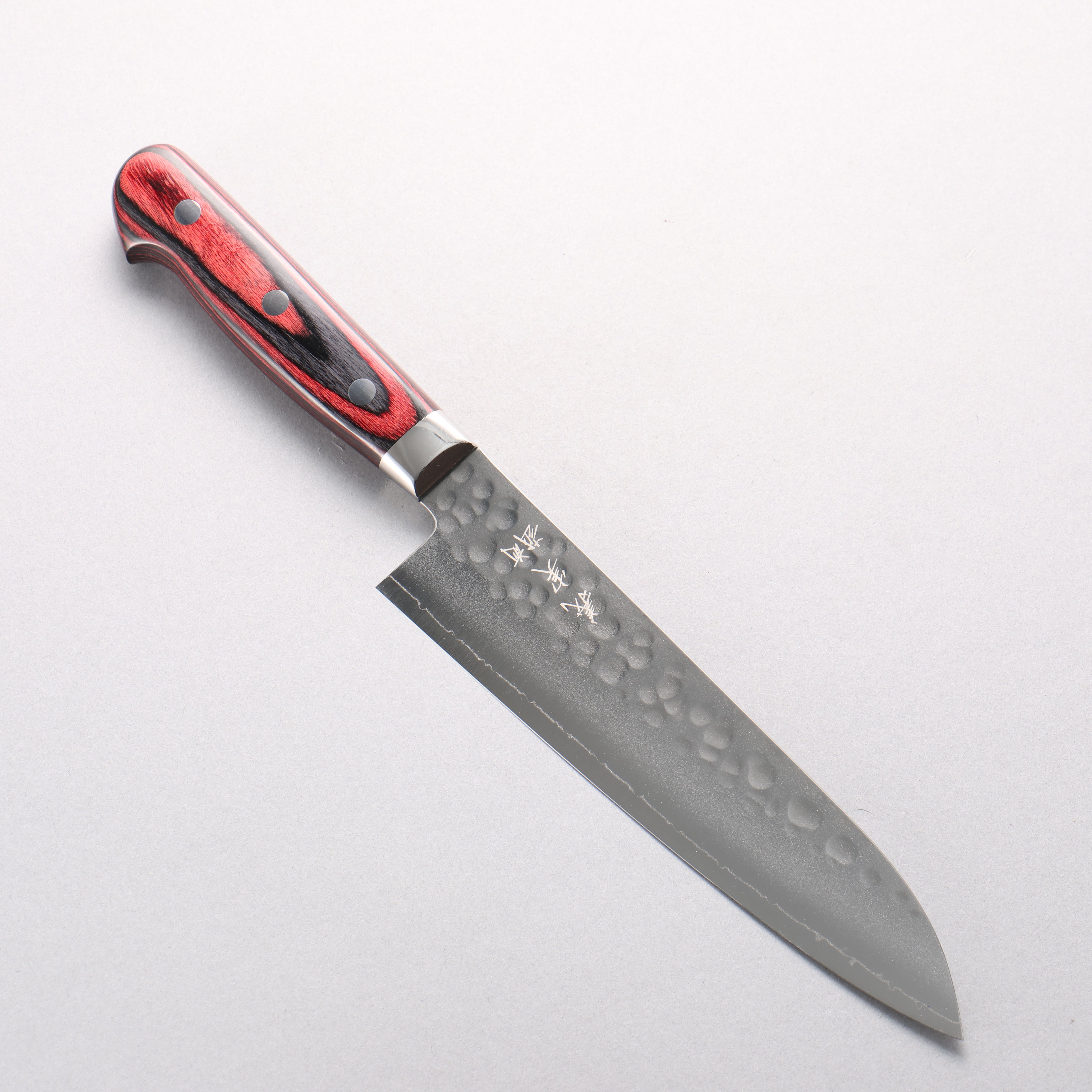 Yoshimi Kato SG2 Maru Hammered Gyuto 180mm Red Pakkawood Handle - Seisuke Knife