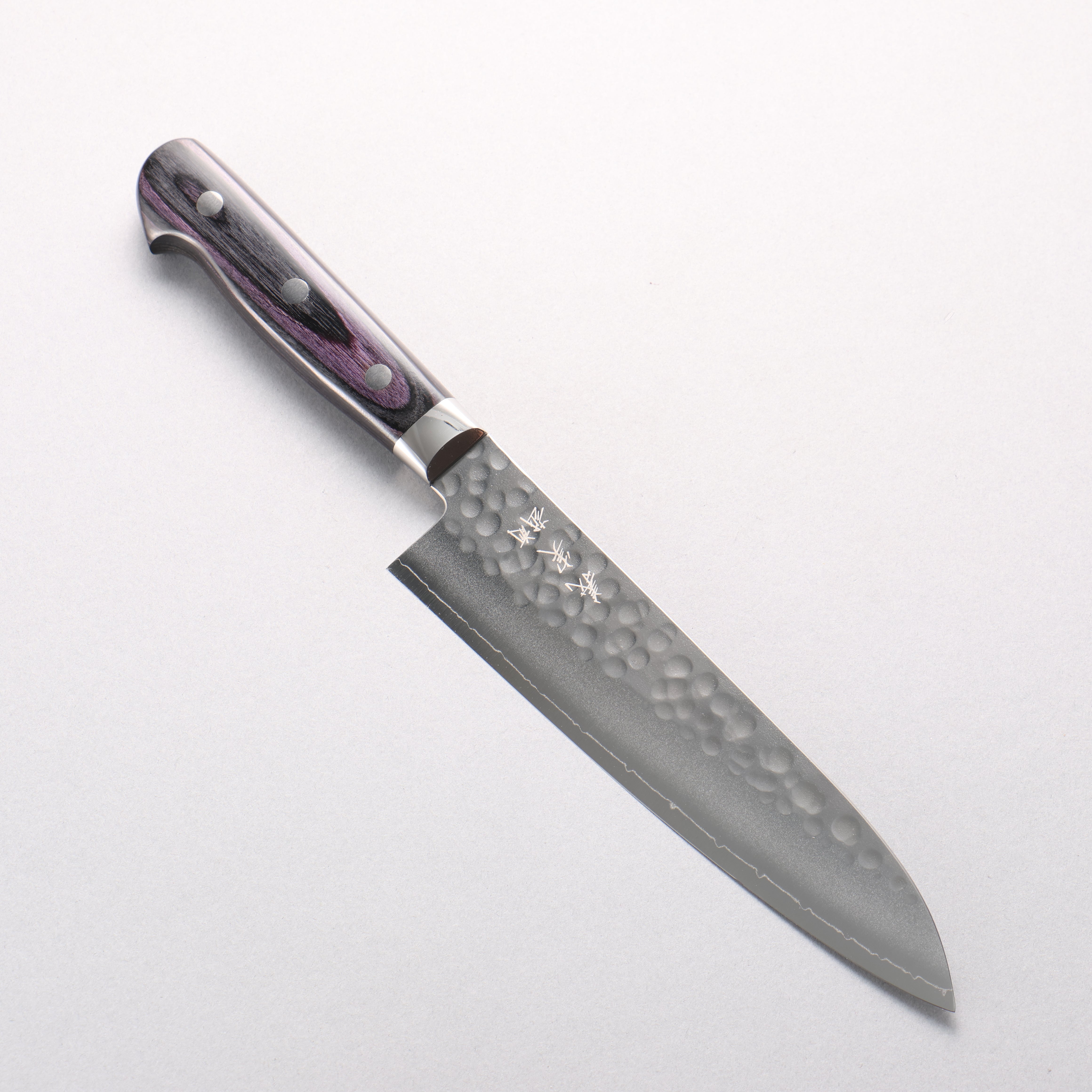 Yoshimi Kato SG2 Maru Hammered Gyuto 180mm Purple Pakkawood Handle - Seisuke Knife