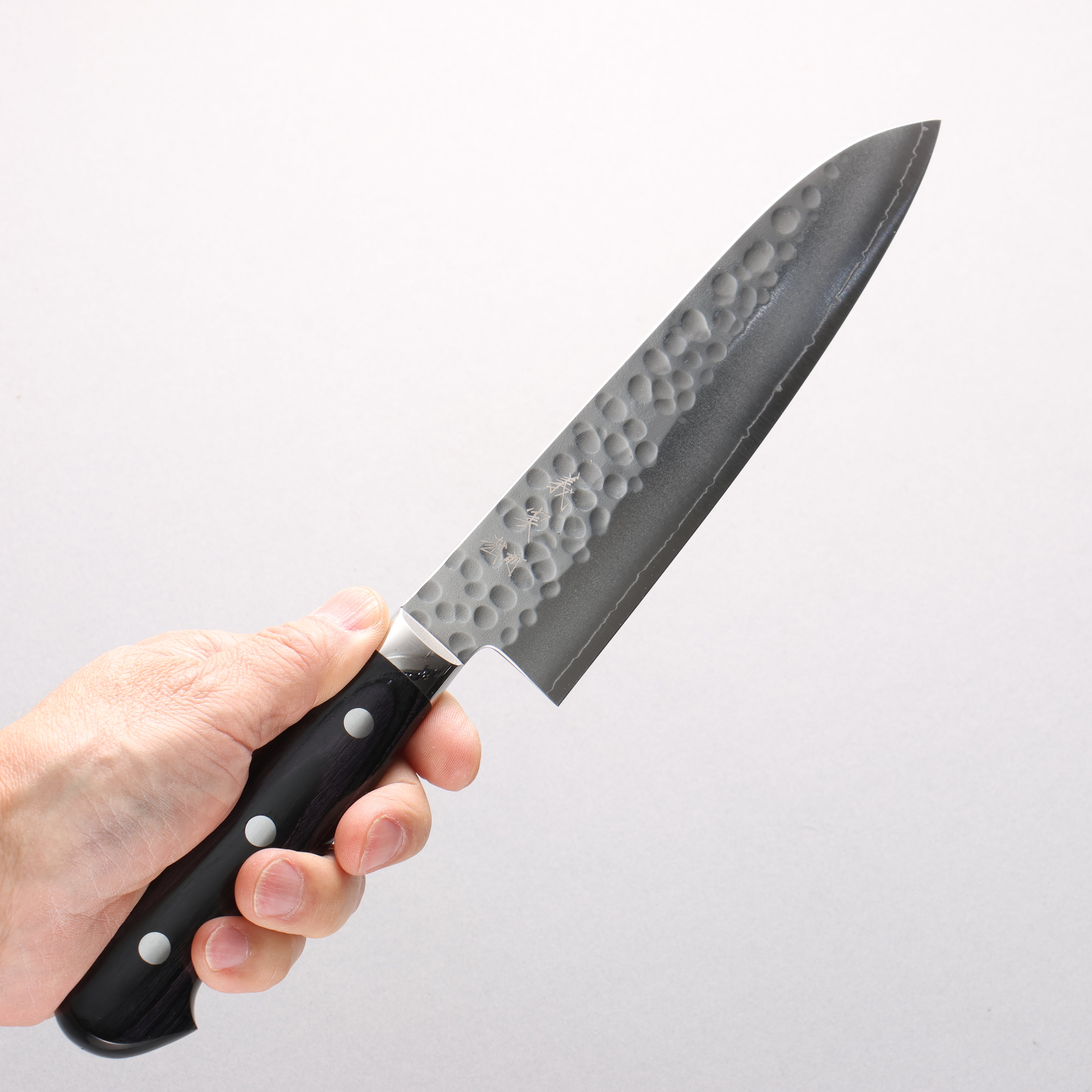Yoshimi Kato SG2 Maru Hammered Gyuto 180mm Purple Pakkawood Handle - Seisuke Knife