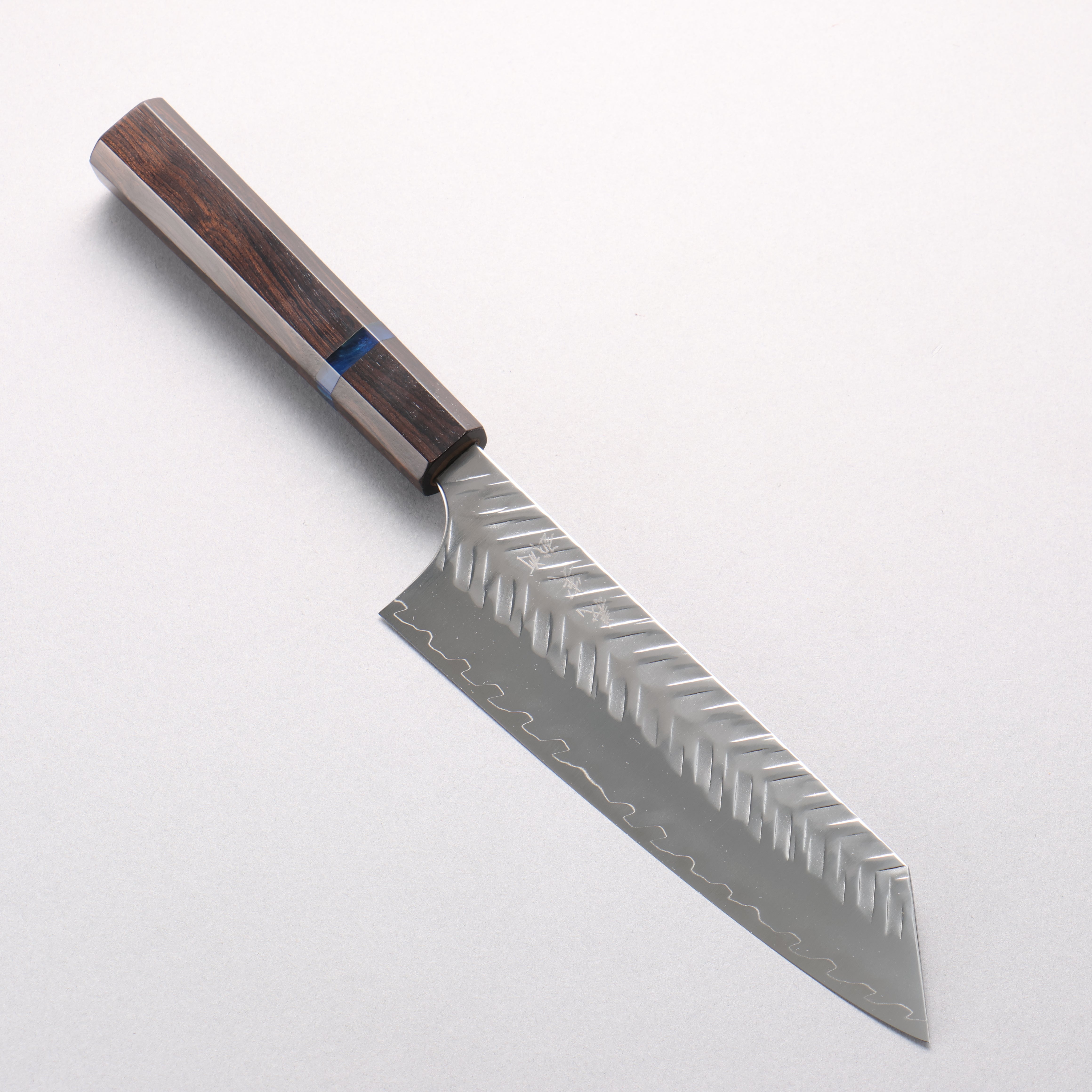 Yoshimi Kato SPG STRIX V-Hammered Bunka 170mm Ebony Wood & Blue Ring Handle - Seisuke Knife
