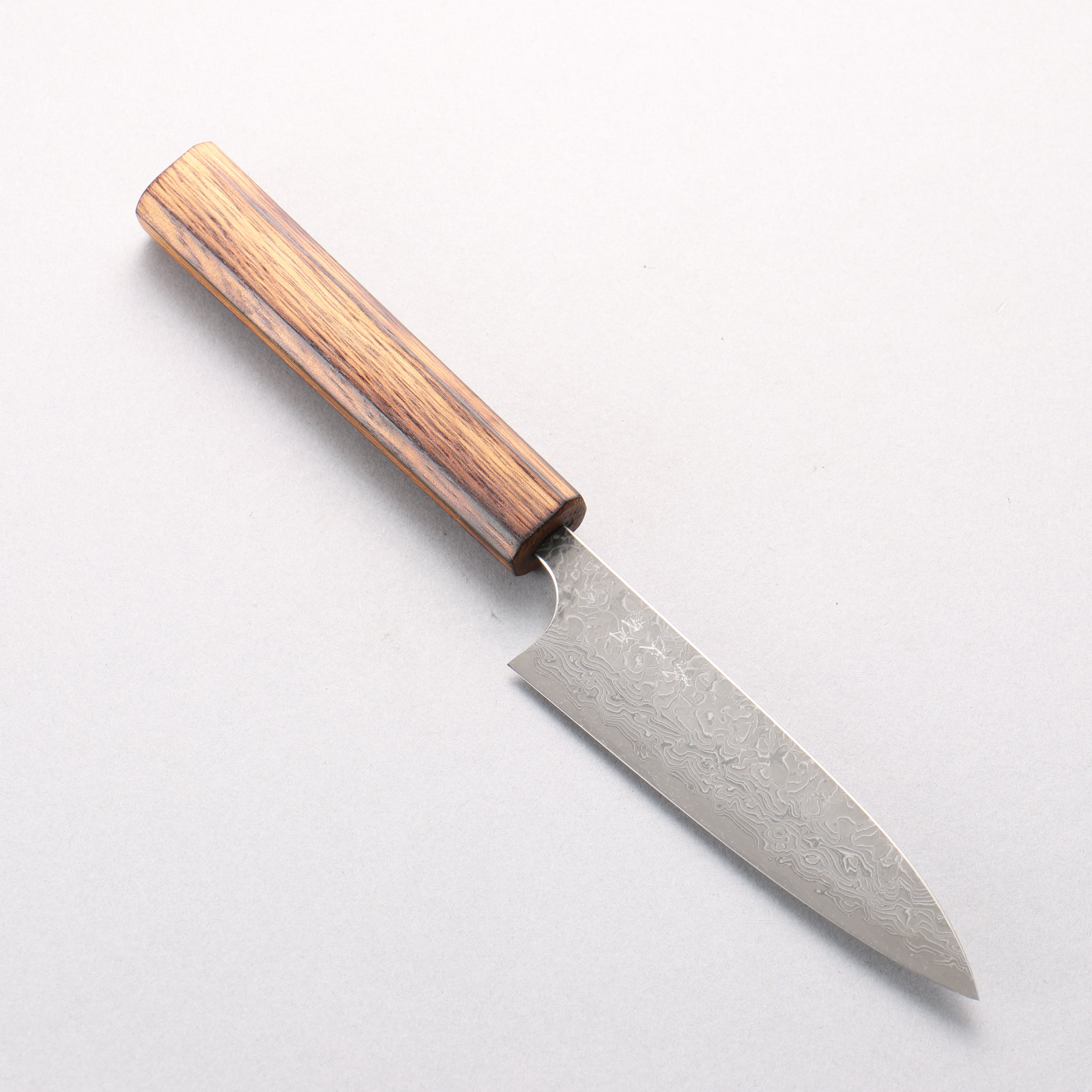 Yoshimi Kato VG10 Black Damascus Petty-Utility 120mm Lacquered Burnt Oak Handle - Seisuke Knife