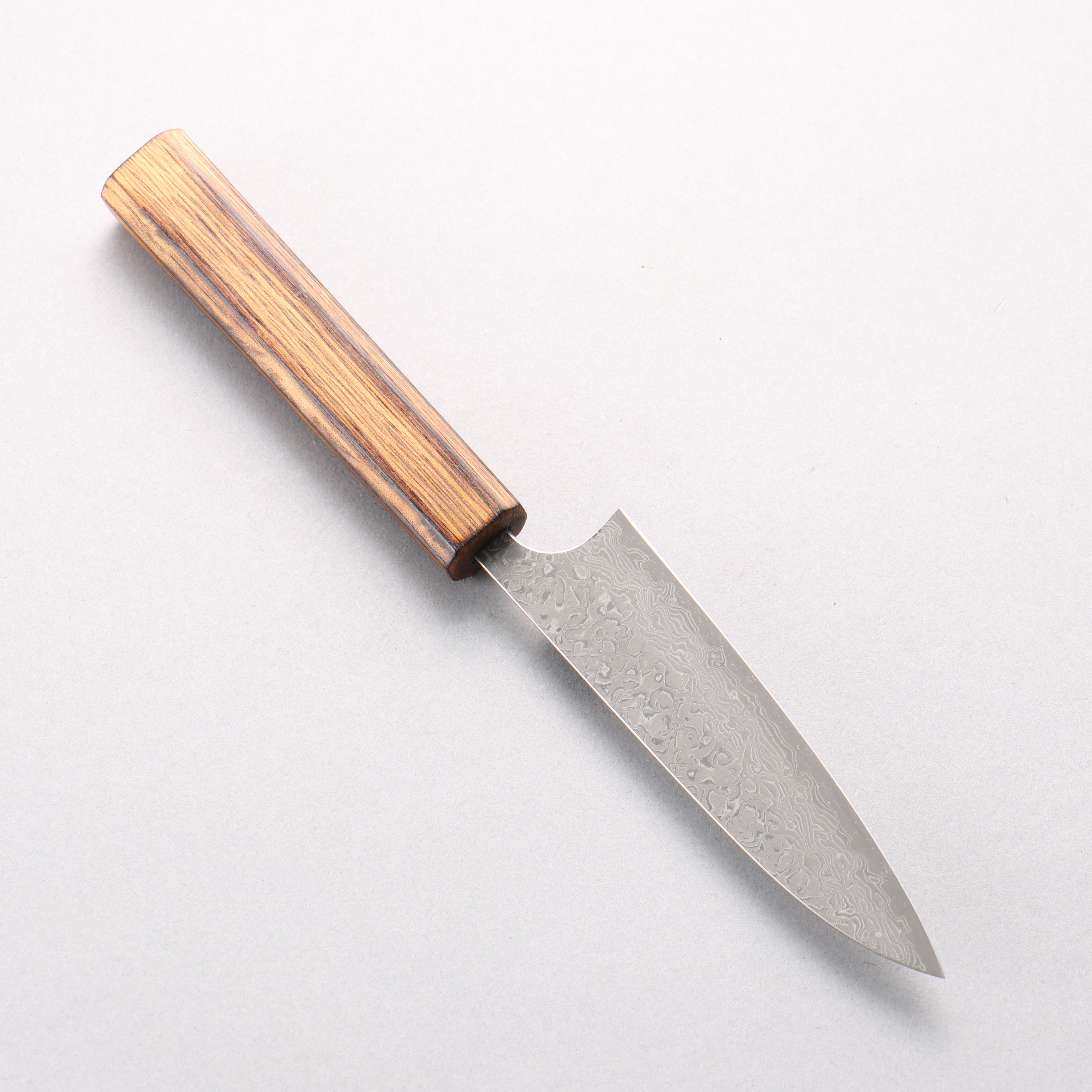 Yoshimi Kato VG10 Black Damascus Petty-Utility 120mm Lacquered Burnt Oak Handle - Seisuke Knife