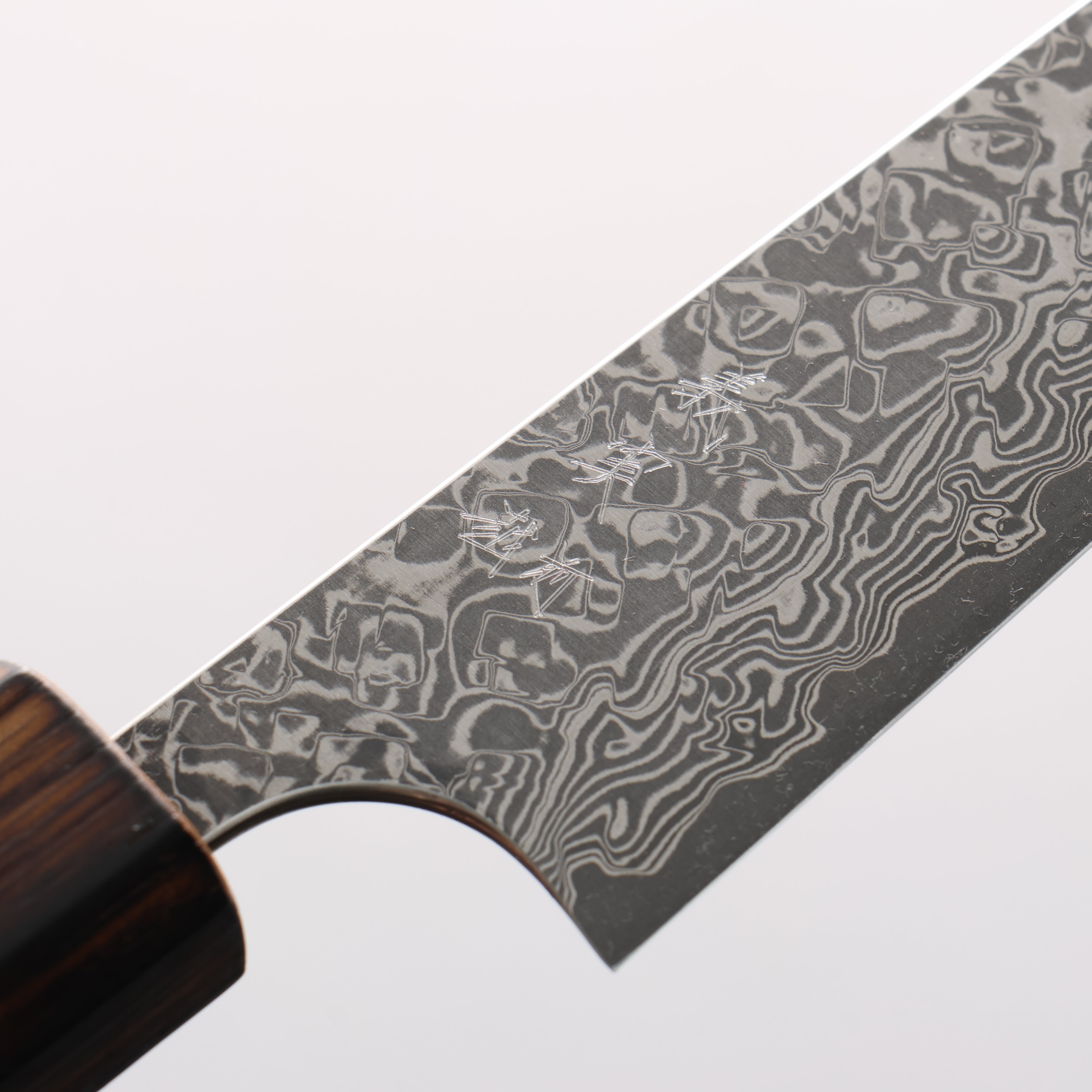 Yoshimi Kato VG10 Black Damascus Petty-Utility 120mm Lacquered Burnt Oak Handle - Seisuke Knife