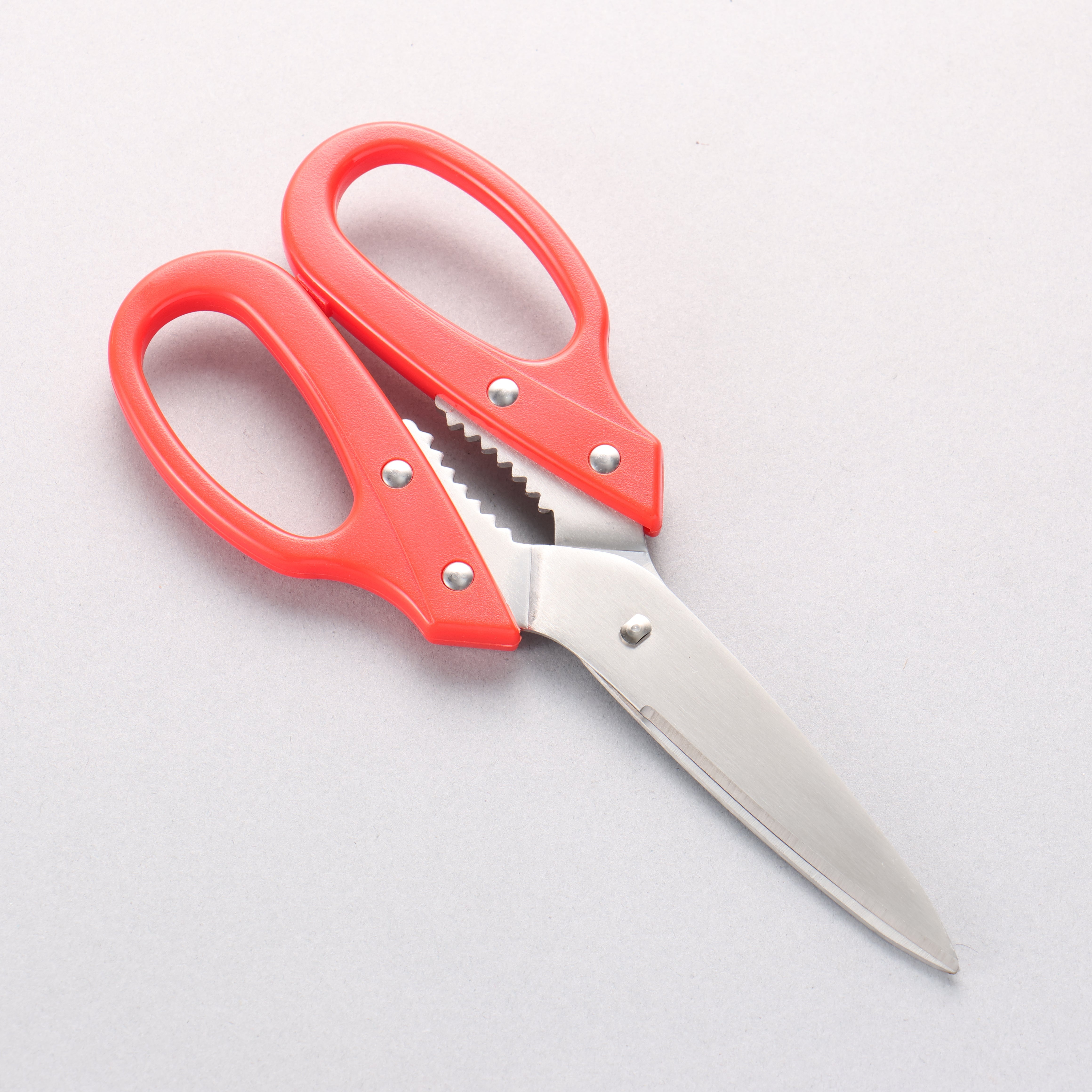 Stainless Steel Kitchen Scissors Red Plastic Handle - Seisuke Knife