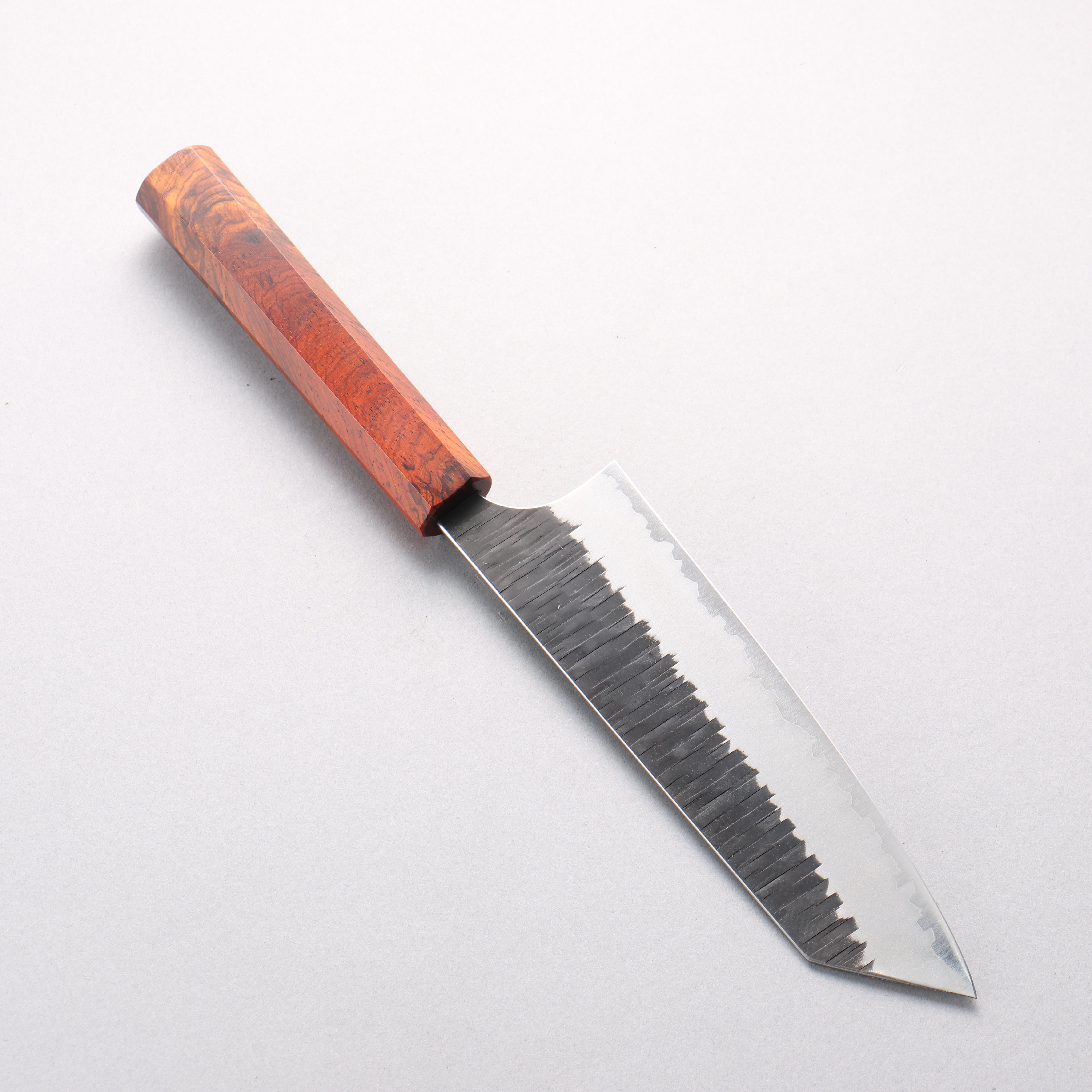 Yoshimi Kato Kasuri Blue Super Hammered Kurouchi Bunka 170mm Cocobolo Handle - Seisuke Knife
