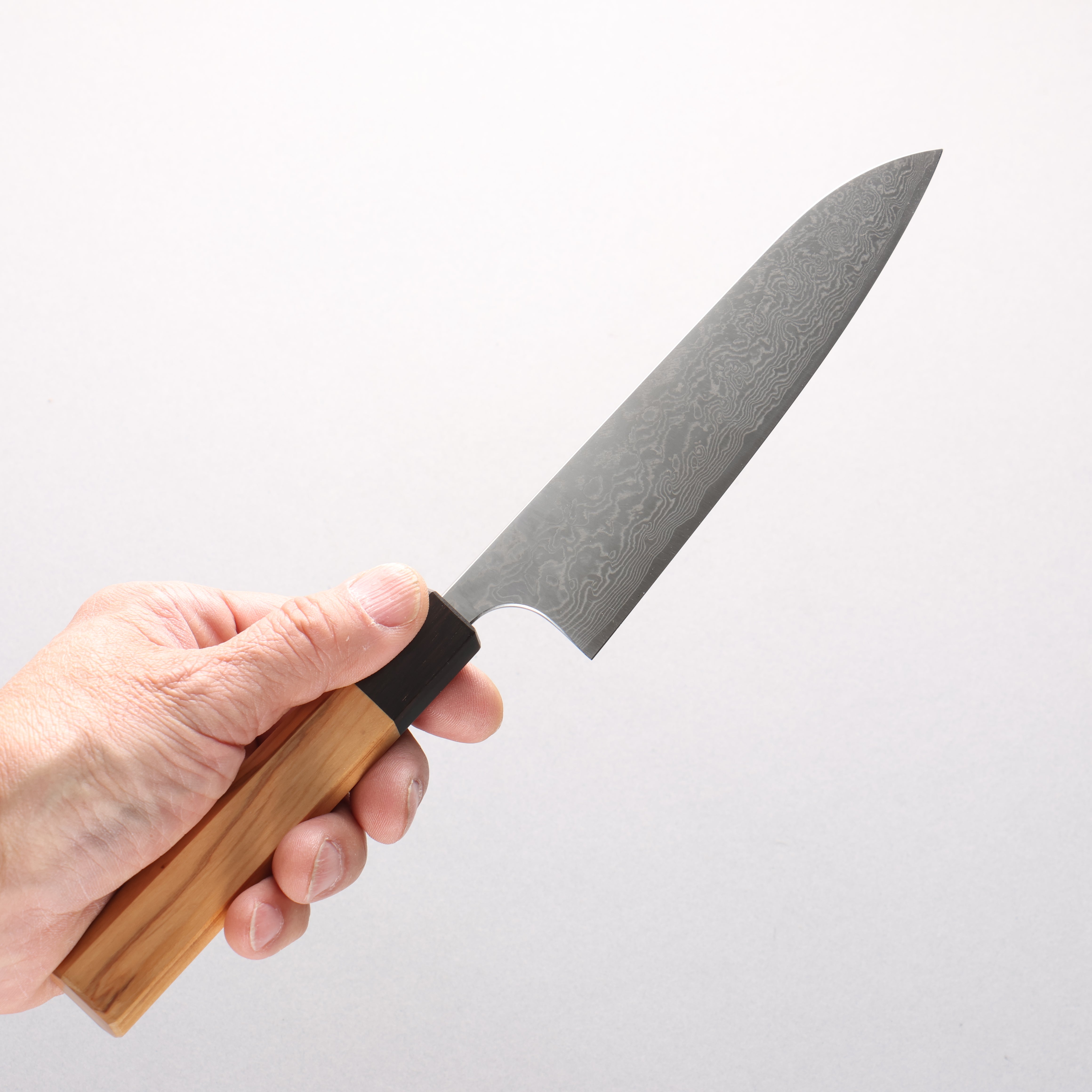 Anryu VG10 Migaki Damascus Petty-Utility 150mm Olive Wood Handle - Seisuke Knife
