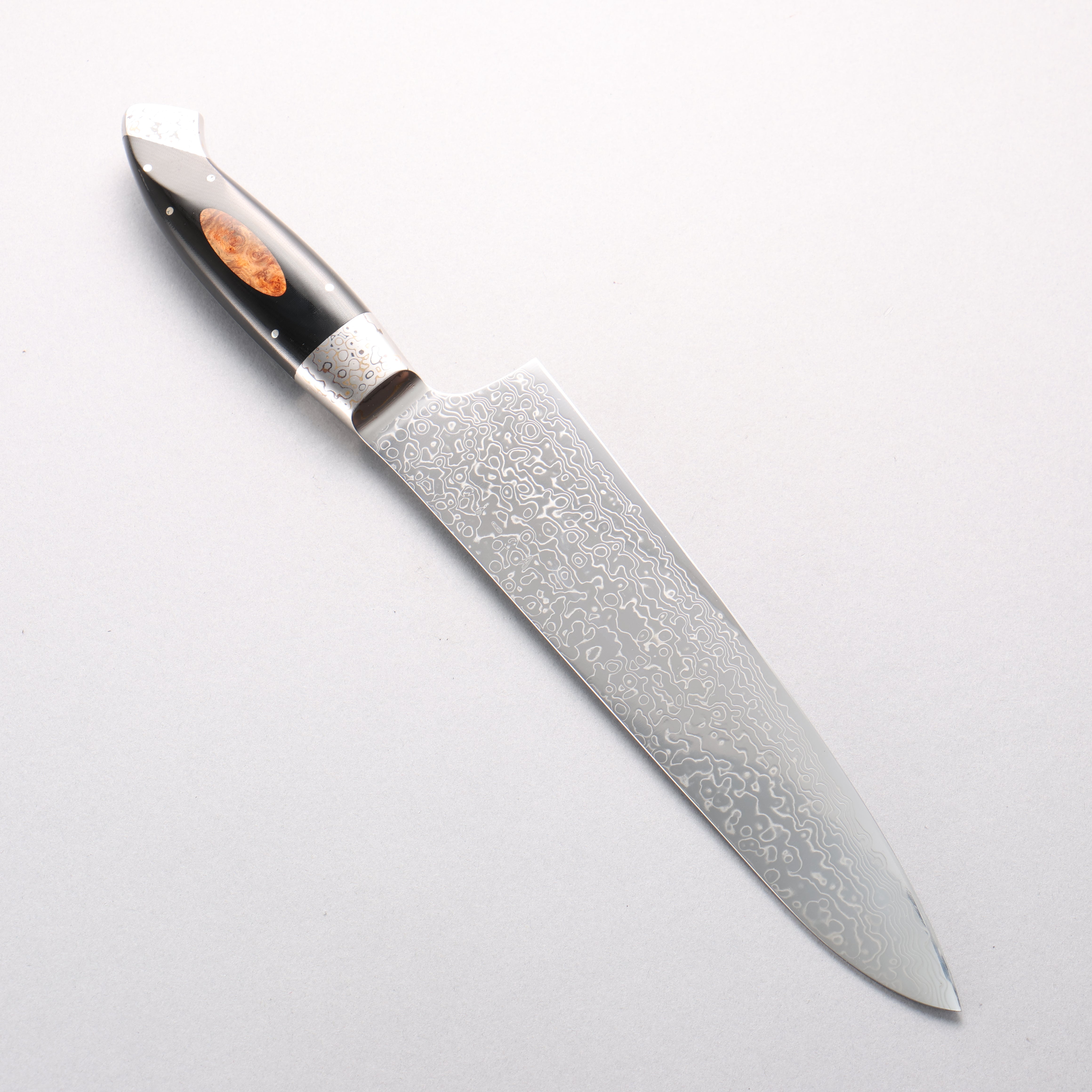 Kajin VG10 Damascus Gyuto 210mm Black Micarta & Wood Inlay Handle - Seisuke Knife
