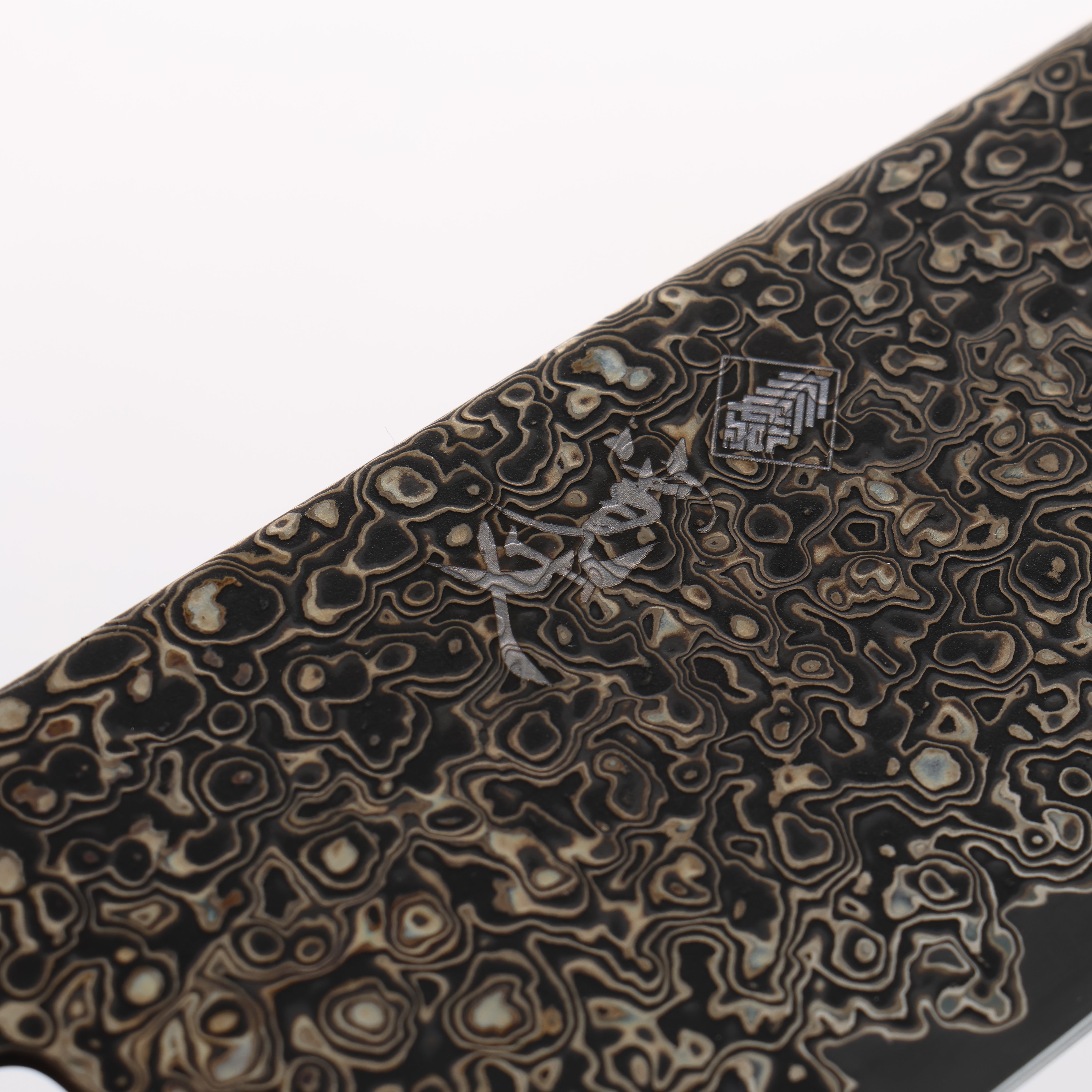 Kanjyo SG2 Black Damascus Kiritsuke Gyuto 240mm Brown Stabilized Wood & Silver Rings Handle - Seisuke Knife