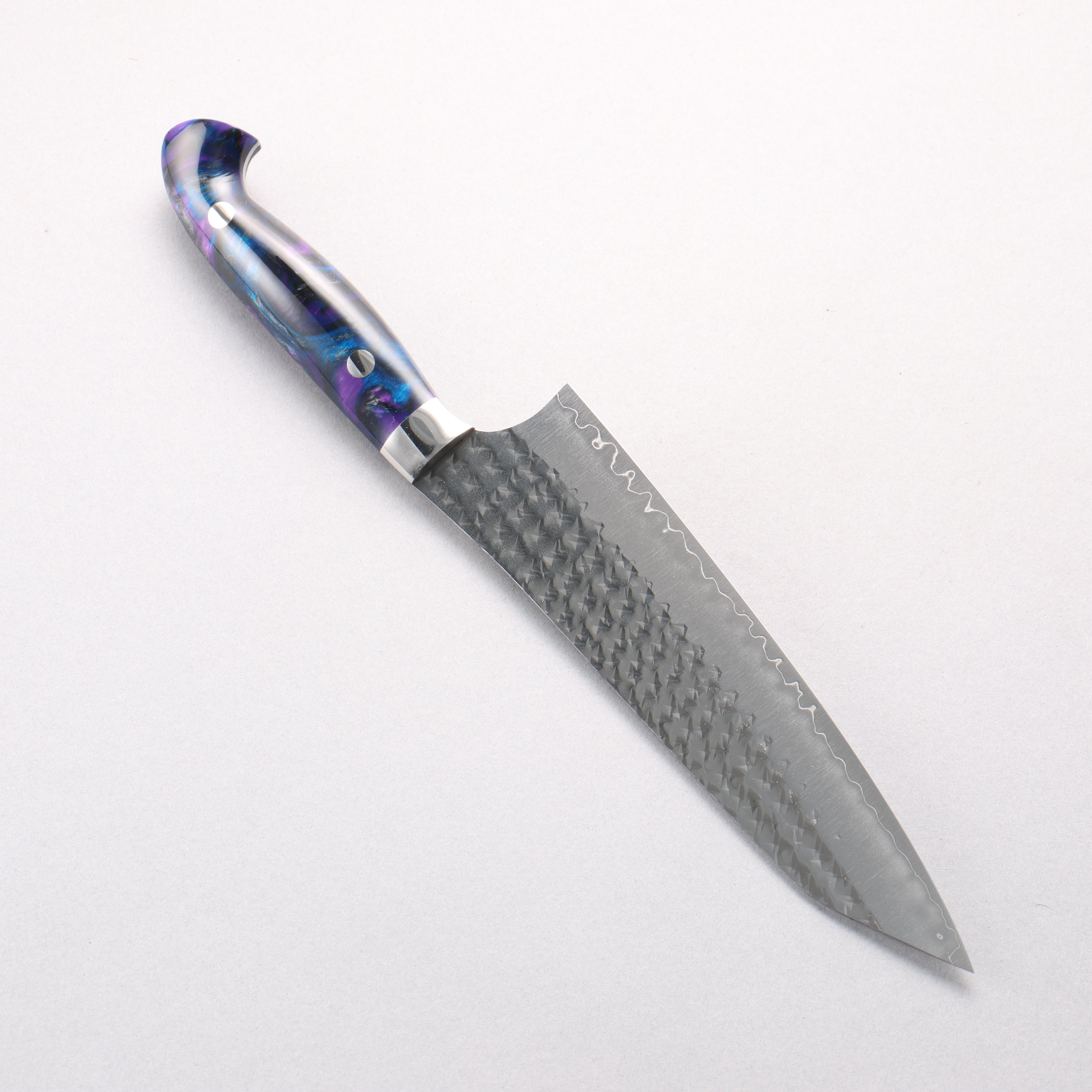 Yu Kurosaki Senko Ei SG2 Hammered Gyuto 180mm Blue Purple Acrylic Handle - Seisuke Knife
