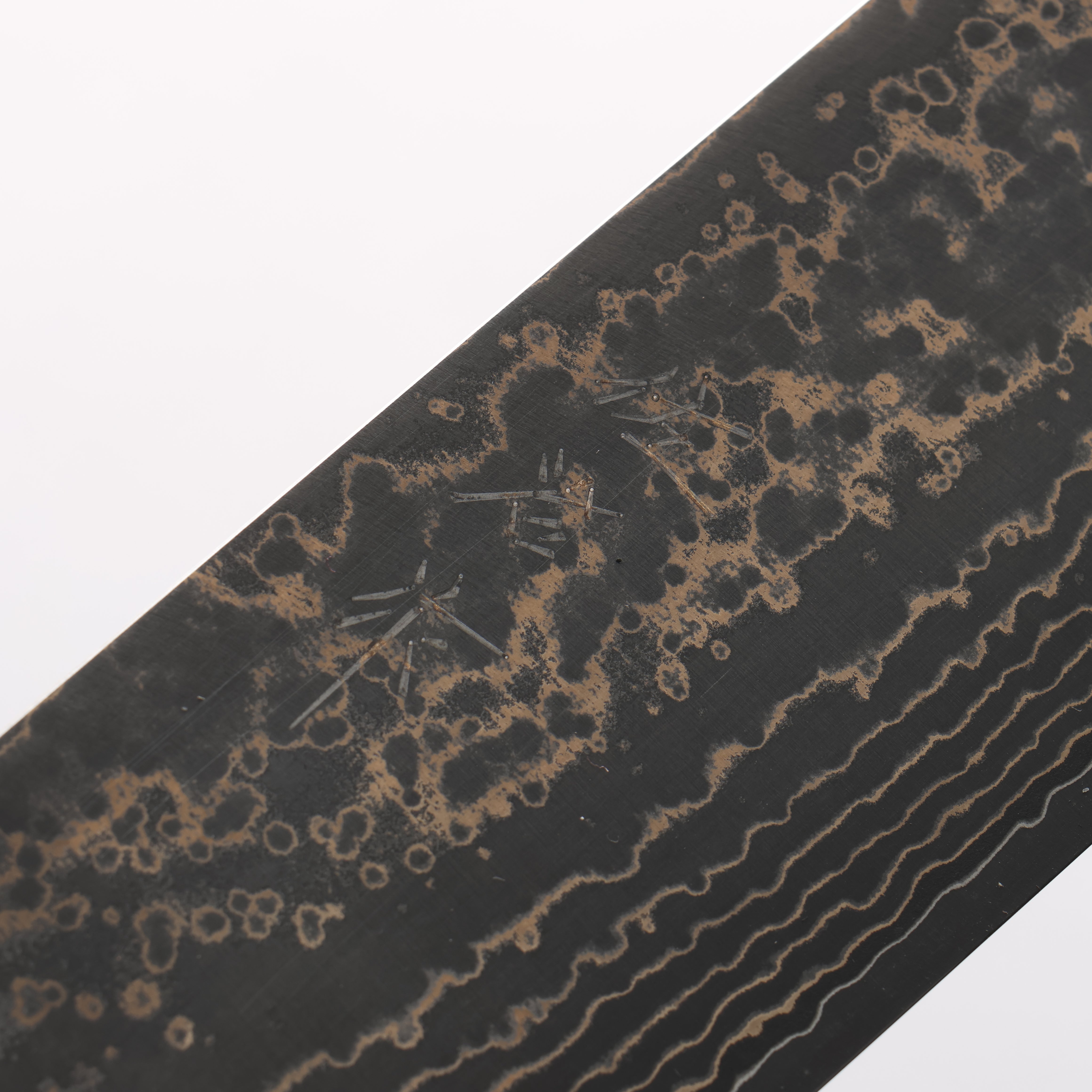 Takeshi Saji VG10w Damascus Gold Colored Nakiri 165mm White Deer Horn Handle - Seisuke Knife