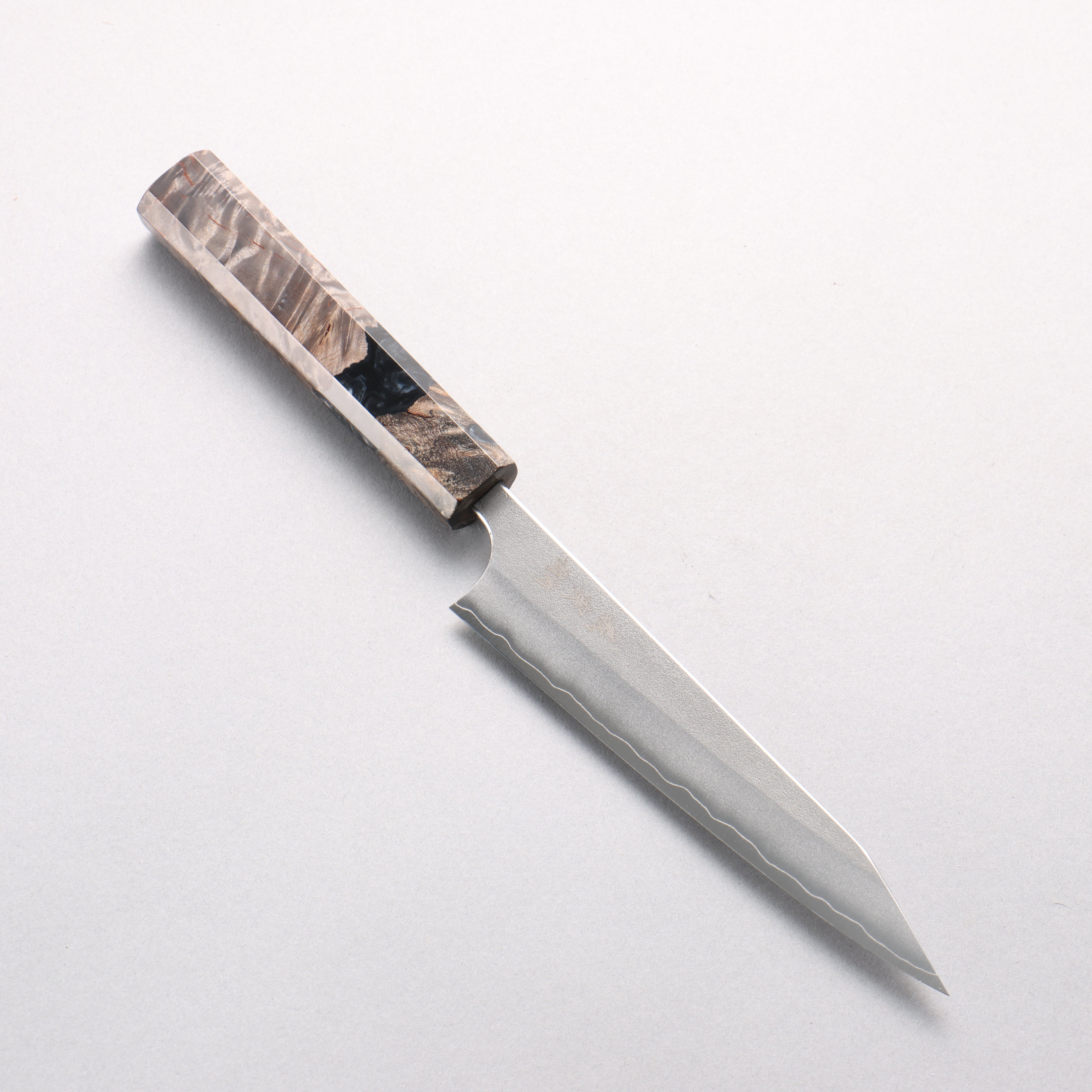 Yoshimi Kato SG2 Nashiji Kiritsuke Petty-Utility 150mm Stabilized Birch & Black Resin Handle - Seisuke Knife
