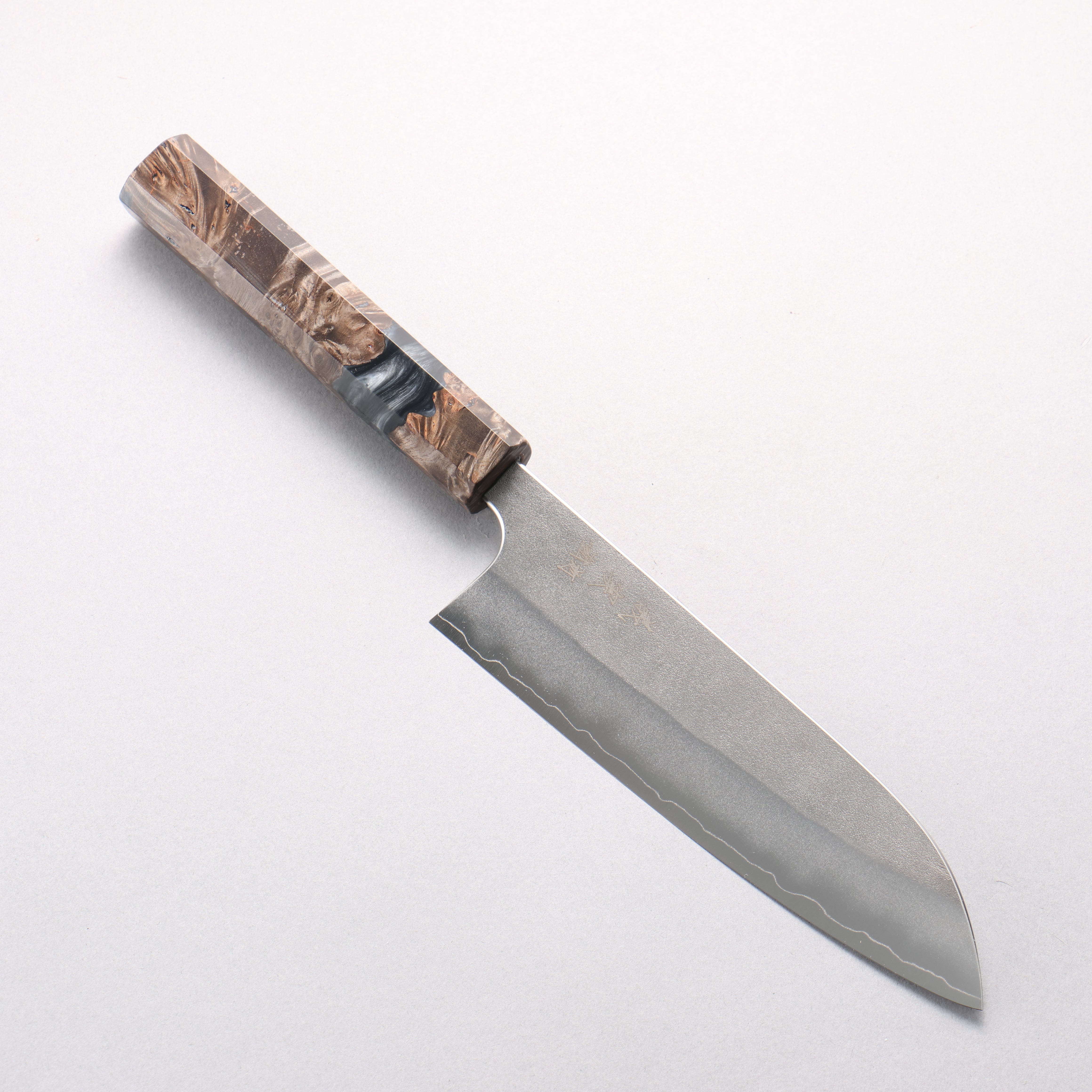 Yoshimi Kato SG2 Nashiji Santoku 170mm Stabilized Birch & Black Resin Handle - Seisuke Knife