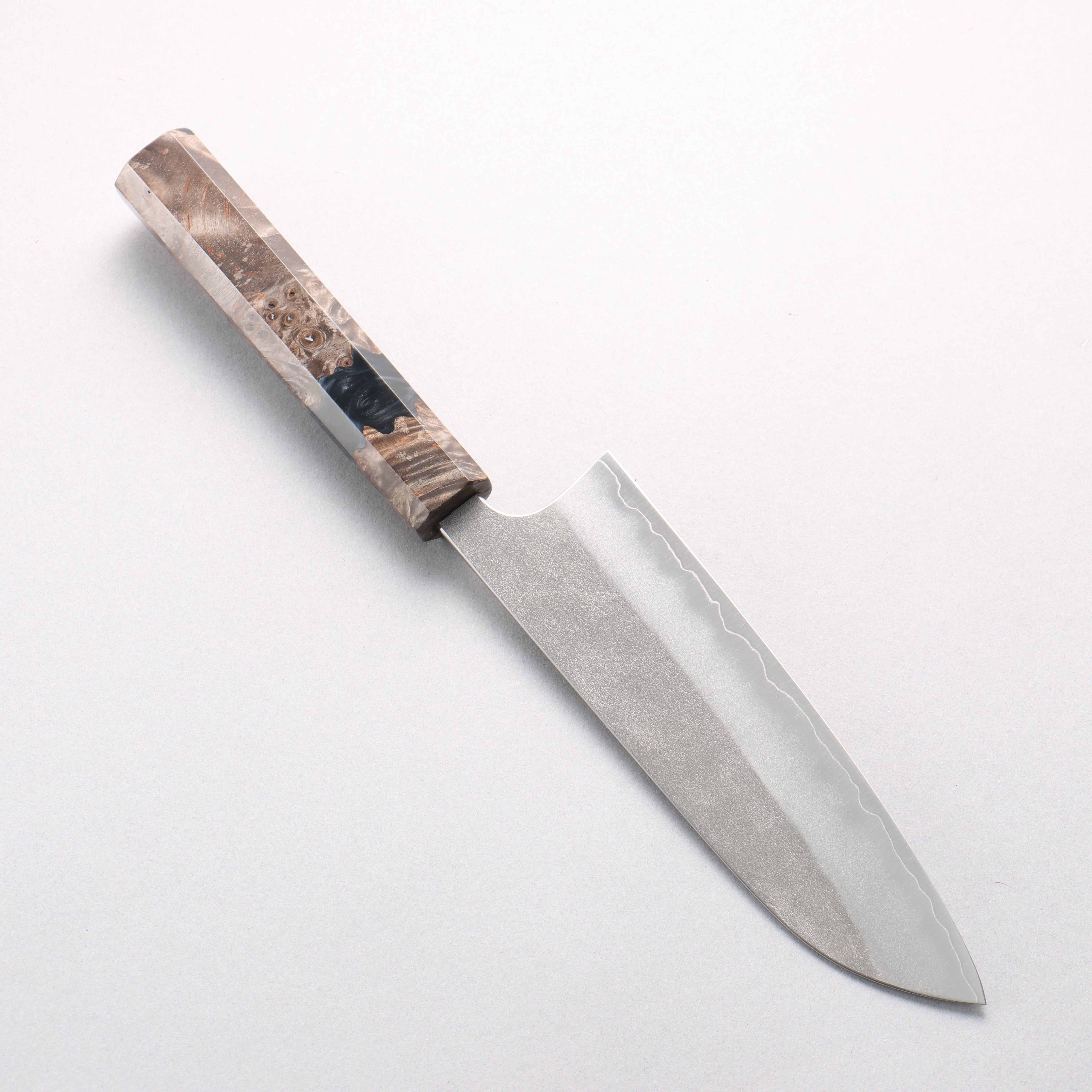 Yoshimi Kato SG2 Nashiji Santoku 170mm Stabilized Birch & Black Resin Handle - Seisuke Knife