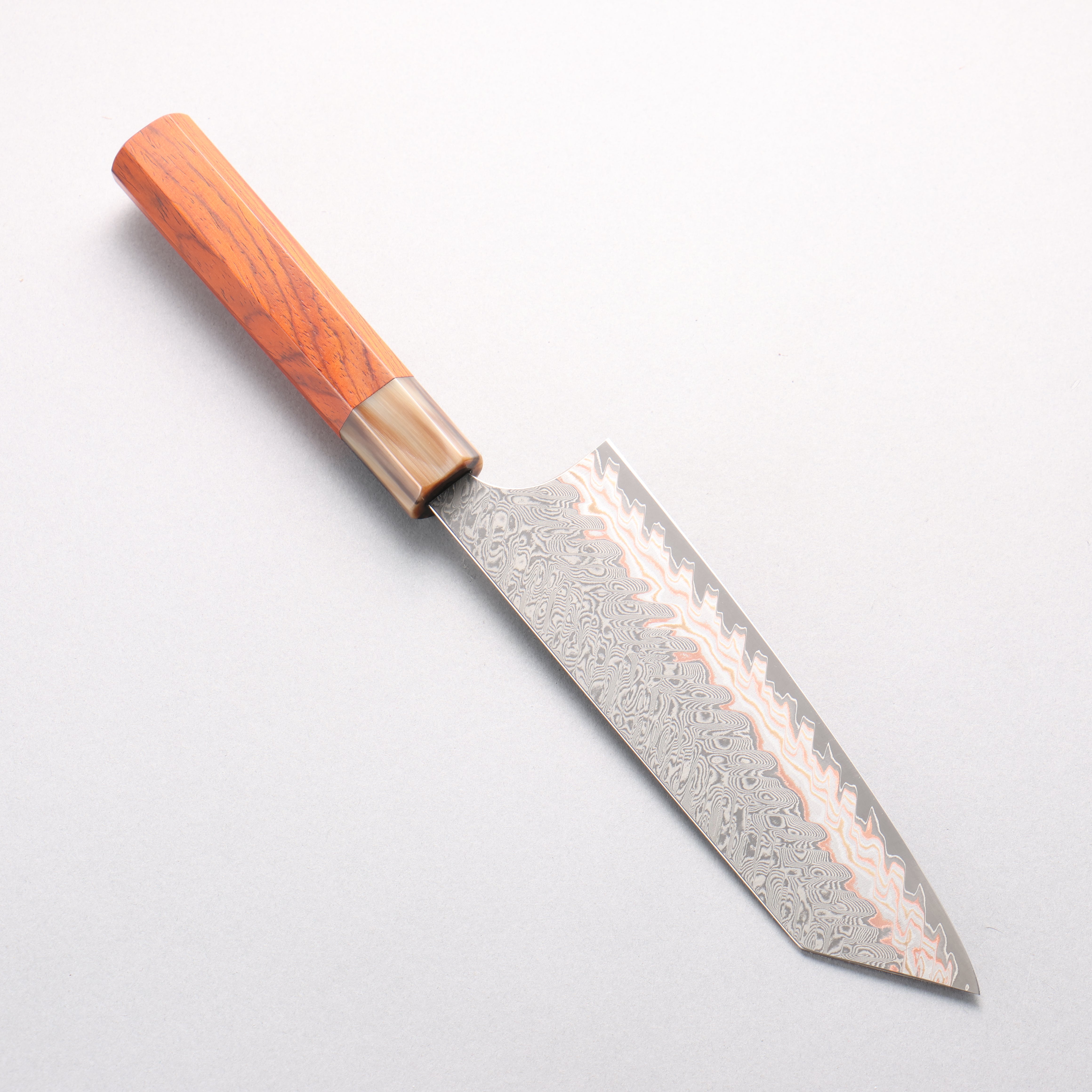 Yoshimi Kato VG10w Colored Damascus Bunka 170mm Cocobolo & White Water Buffalo Horn Handle - Seisuke Knife