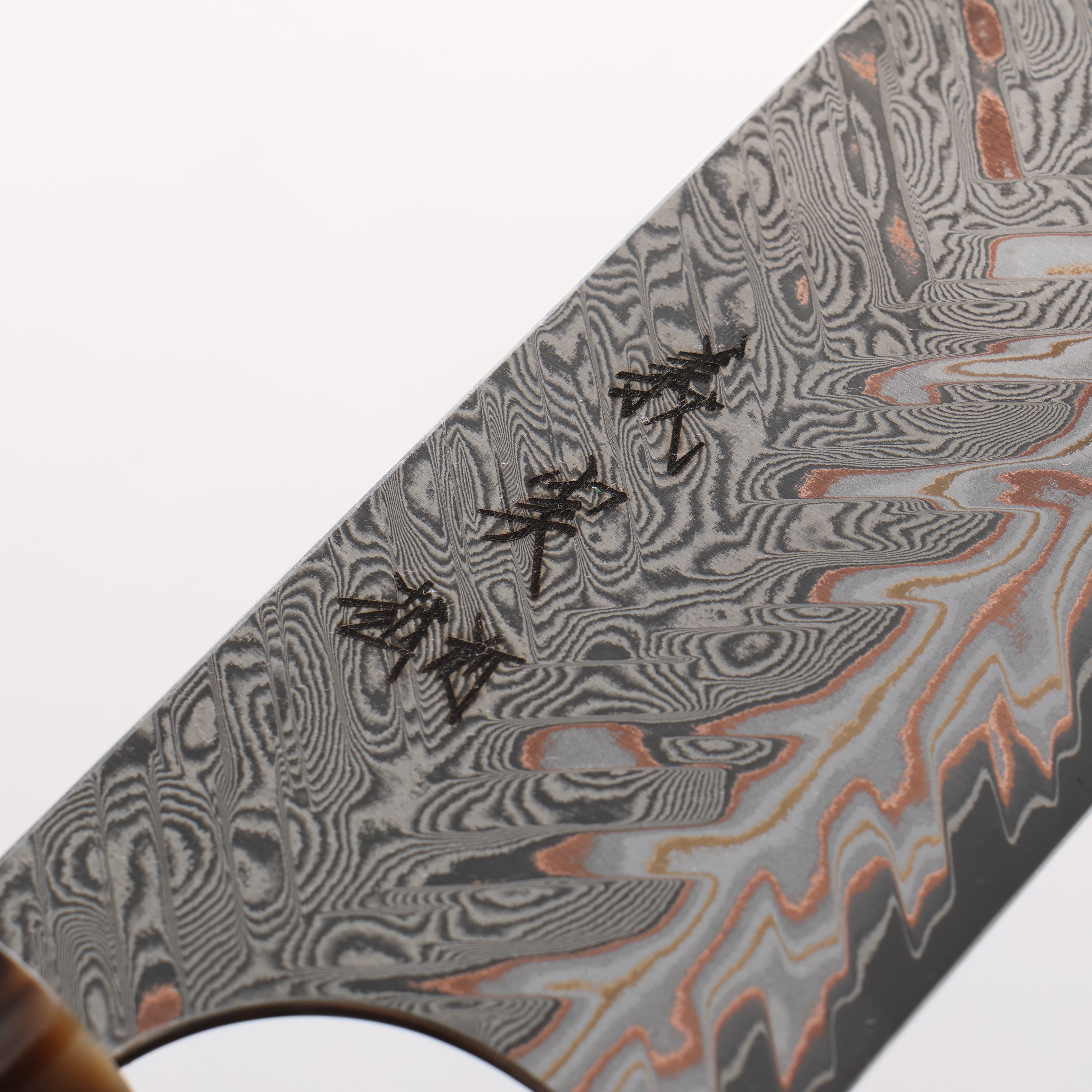 Yoshimi Kato VG10w Colored Damascus Bunka 170mm Cocobolo & White Water Buffalo Horn Handle - Seisuke Knife