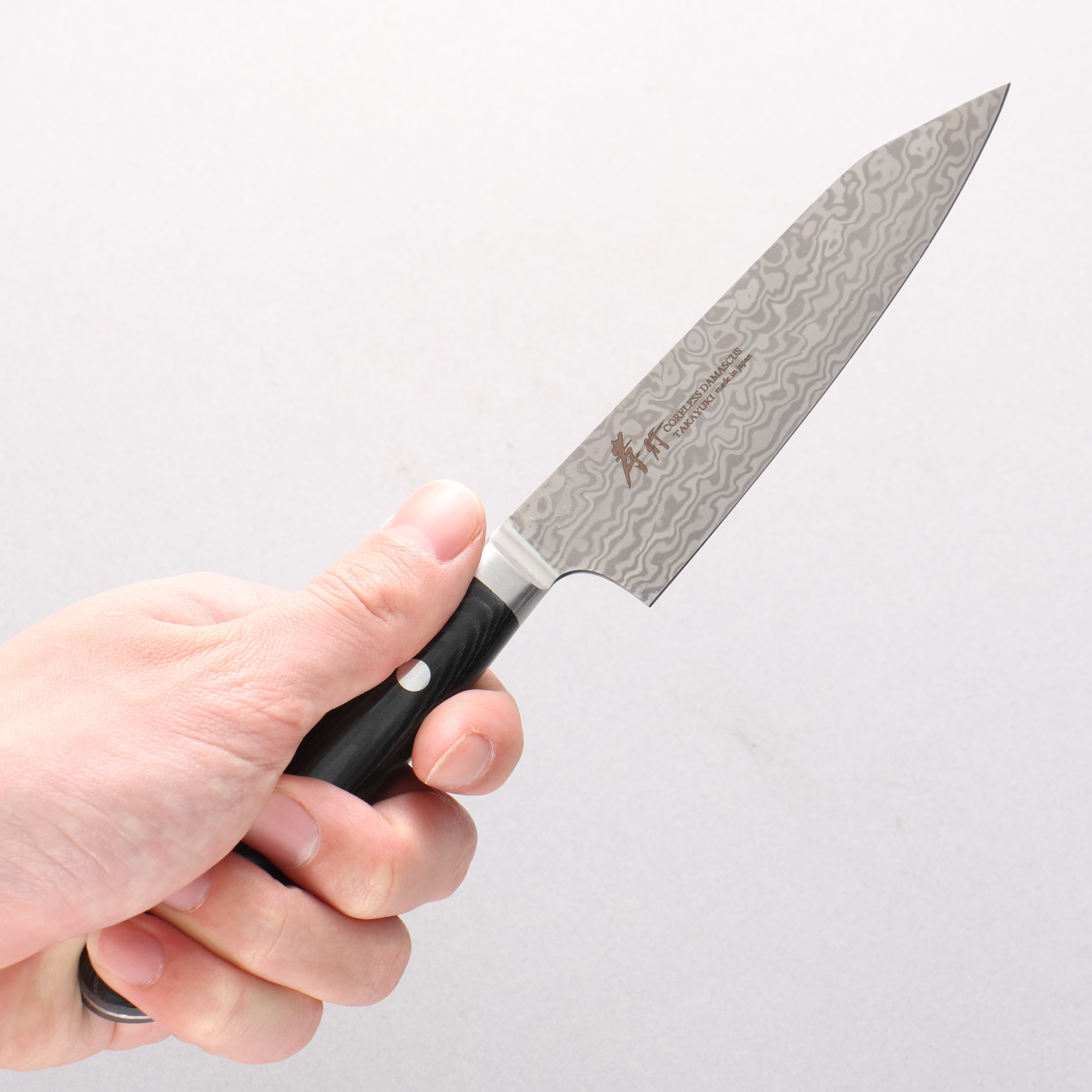 Sakai Takayuki Coreless Damascus Petty-Utility 120mm Black Micarta Handle - Seisuke Knife