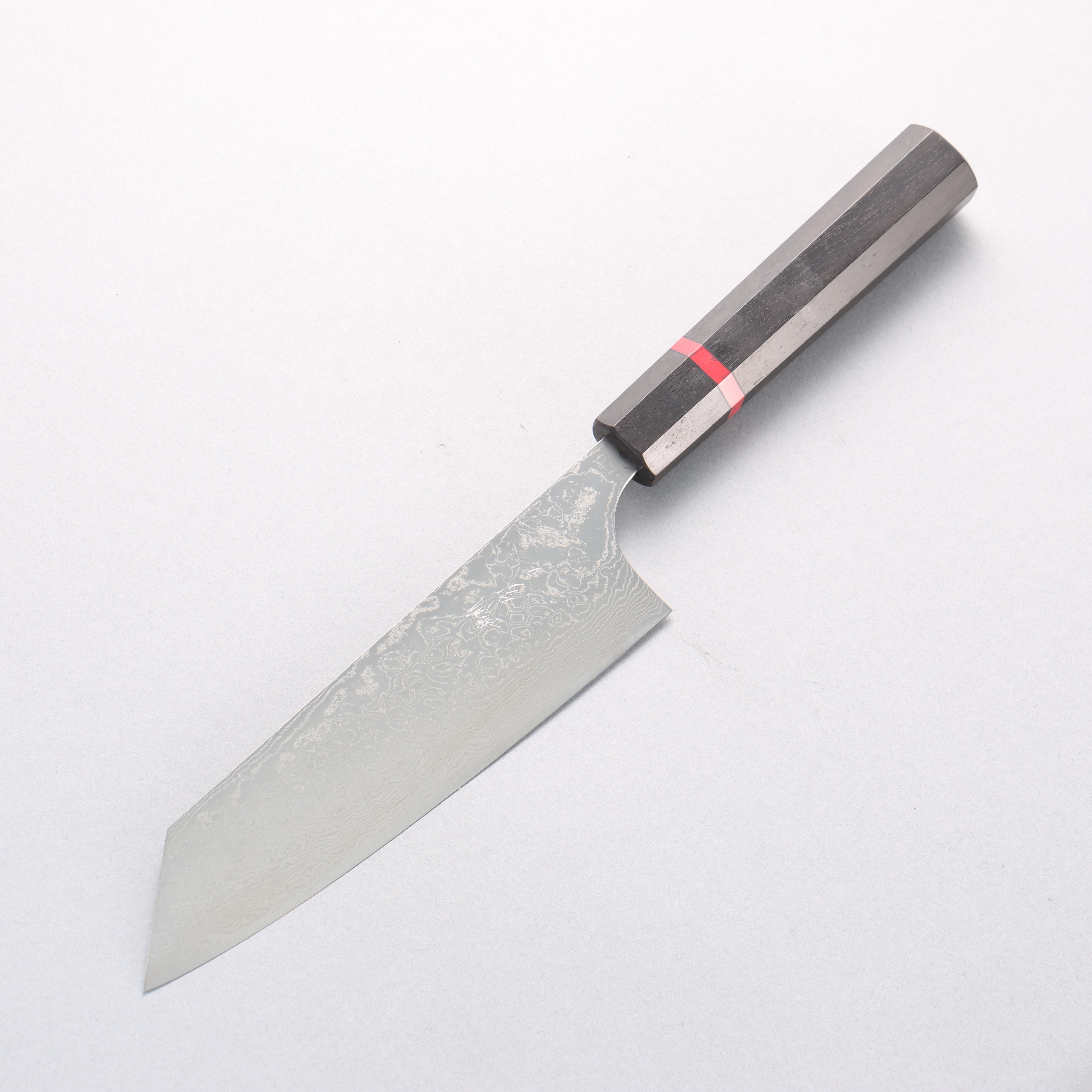 Anryu VG10 Migaki Damascus Bunka 170mm Ebony Wood & Red Turquoise Ring Handle - Seisuke Knife
